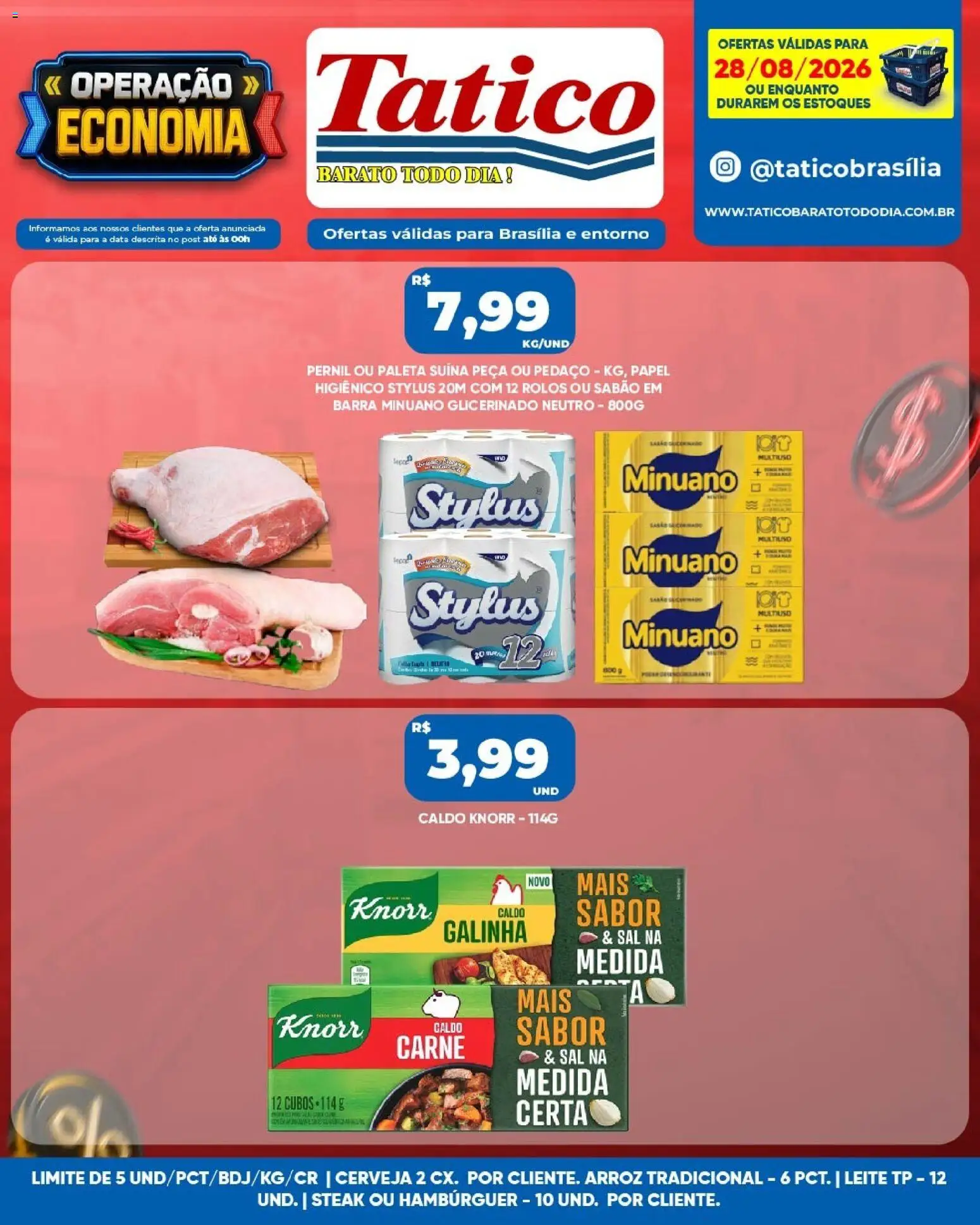 Tatico Folheto - válido de 28/08/2026 | Página: 5 | Produtos: Sabão em barra, Steak, Paleta suína, Arroz