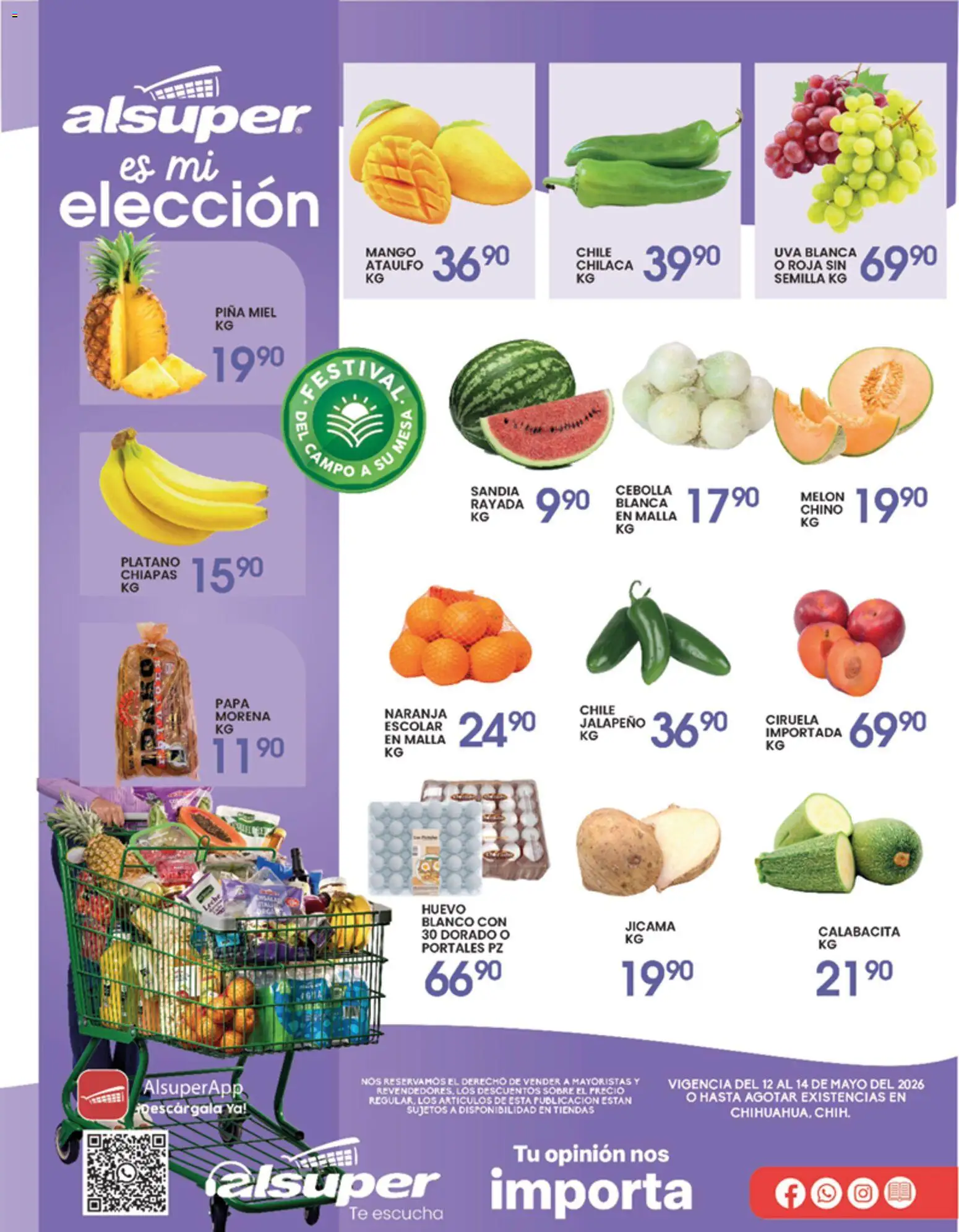 Nuevas ofertas de Alsuper válidas en toda la República Mexicana desde el 12.05.2026. ¡Encuentra las mejores ofertas en Alsuper folleto Chihuahua-Ciudad! | Página: 1 | Productos: Cebolla, Sandía, Melón, Uva