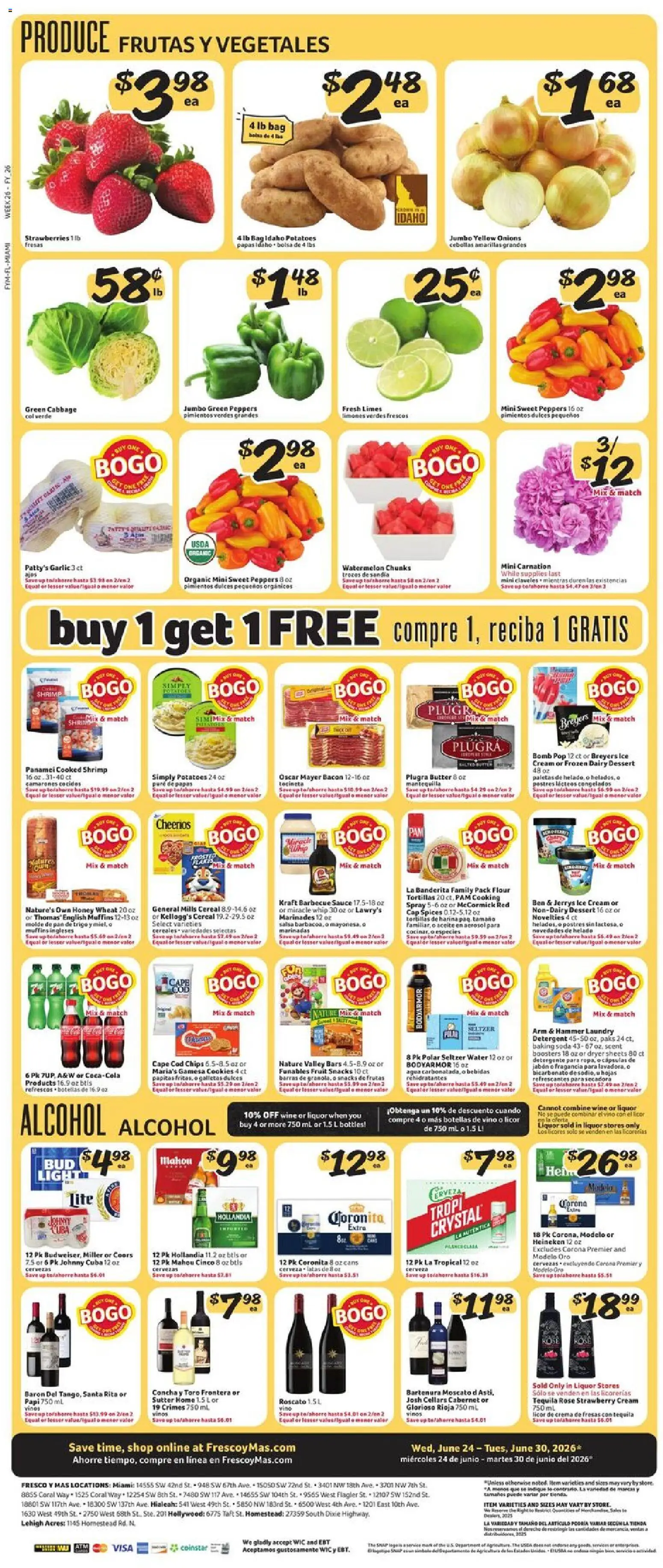 Fresco y Más Weekly Ad - valid from 06/24/2026 | Page: 5 | Products: Detergent, Cookies, Ice cream, Cabbage