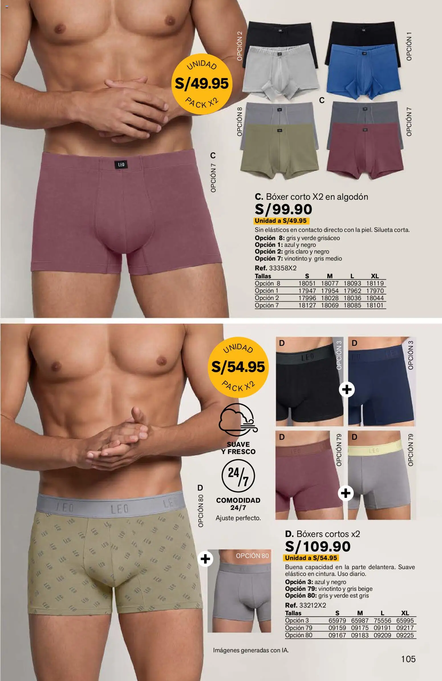 Catálogo Leonisa válido desde 24/08/2026 | Página: 105 | Productos: Boxers, Algodón