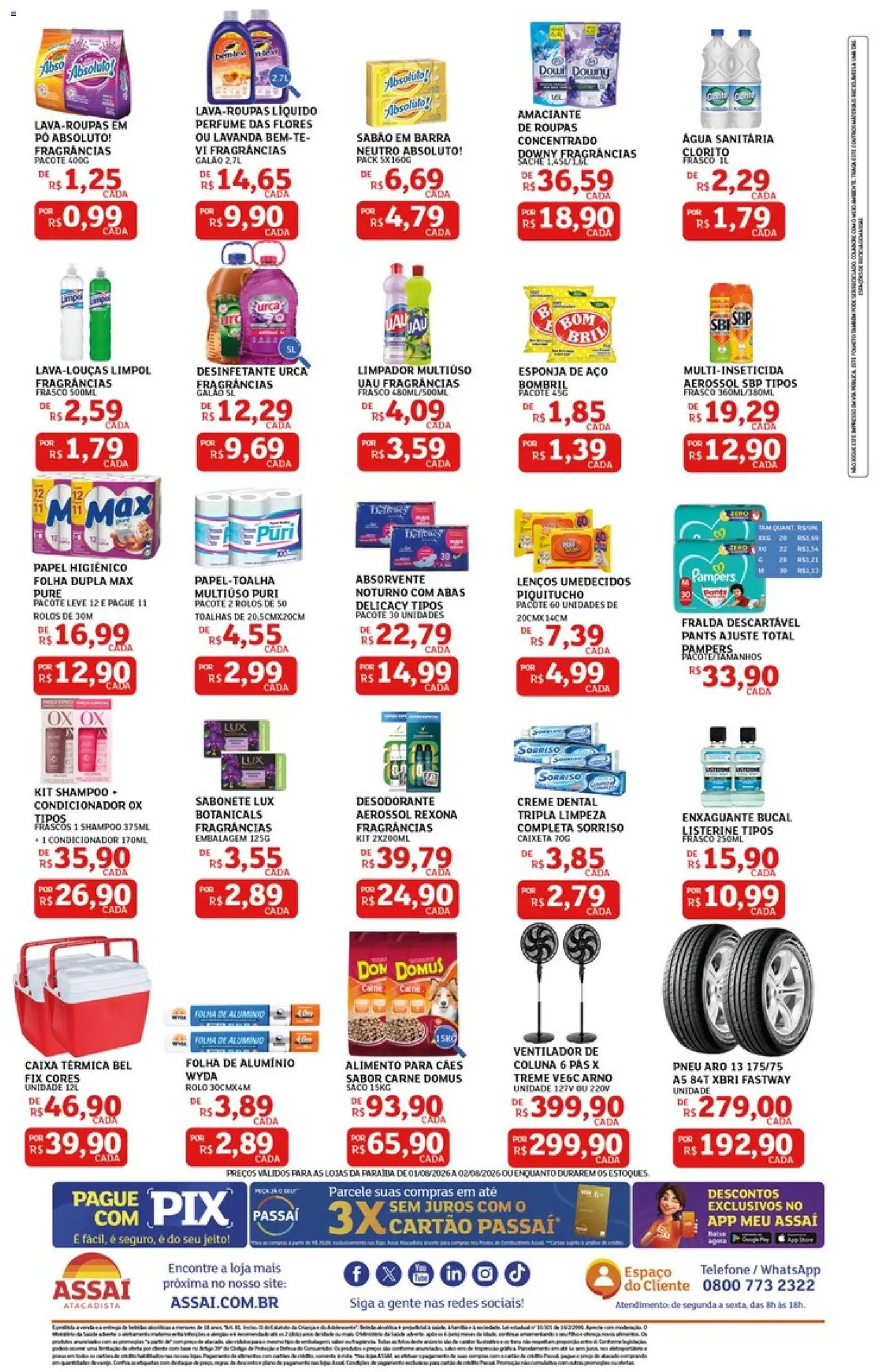 Assaí Atacadista Folheto - válido de 01/08/2026 | Página: 4 | Produtos: Shampoo, Caixa térmica, Flores, Creme