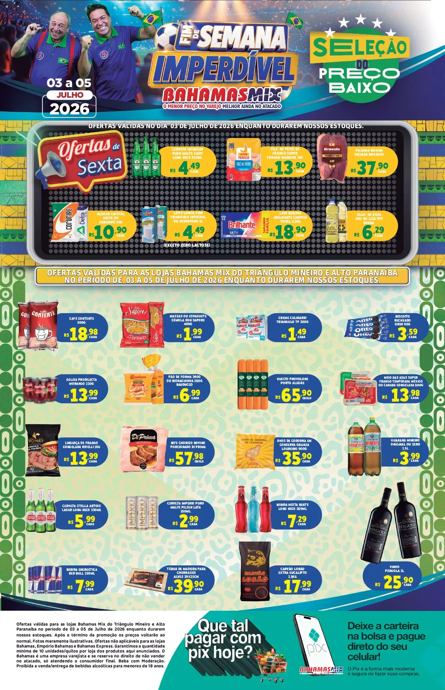 Bahamas Mix Folheto - válido de 03/07/2026 | Página: 1 | Produtos: Espaguete, Celular, Guaraná, Ovos de codorna