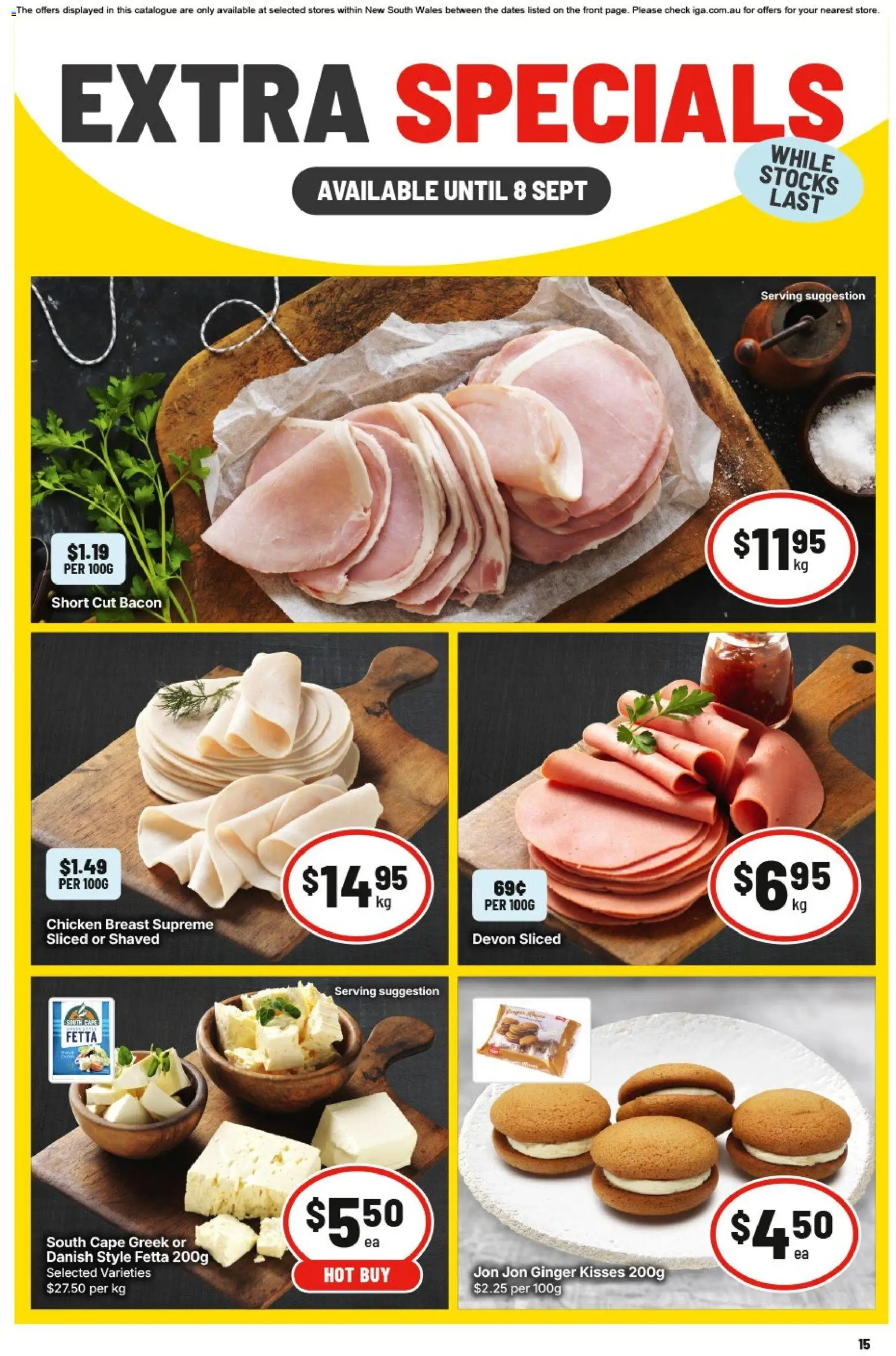 IGA catalogue - valid from 19/08/2026 | Page: 15 | Products: Bacon, Ginger, Chicken, Chicken breast