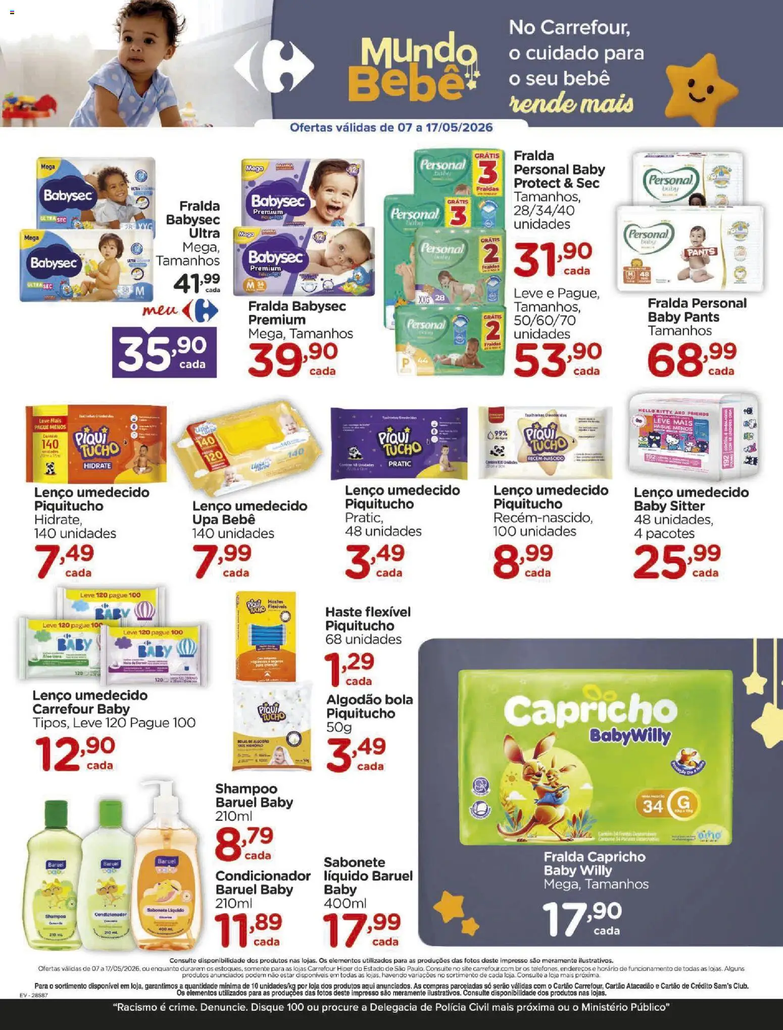 Carrefour Folheto - válido de 07.05.2026 | Página: 5 | Produtos: Sabonete, Algodão, Fraldas, Sabonete líquido