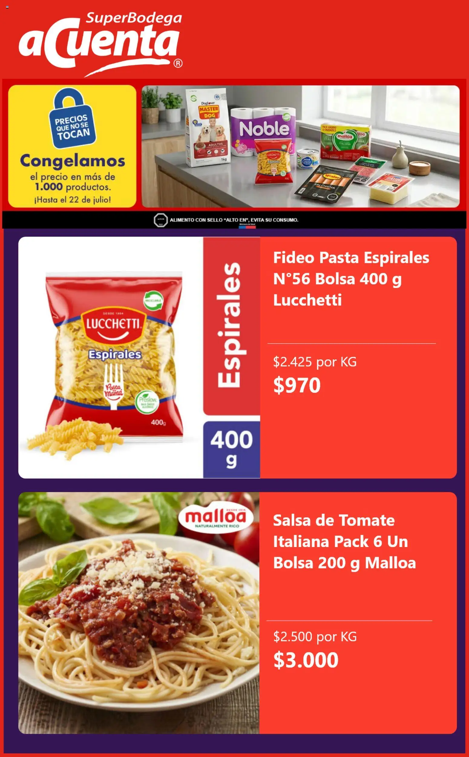 Super Bodega aCuenta Ofertas  │ válido desde el 22.04.2026 | Página: 2 | Productos: Tomate, Bolsa, Pasta, Salsa de tomate
