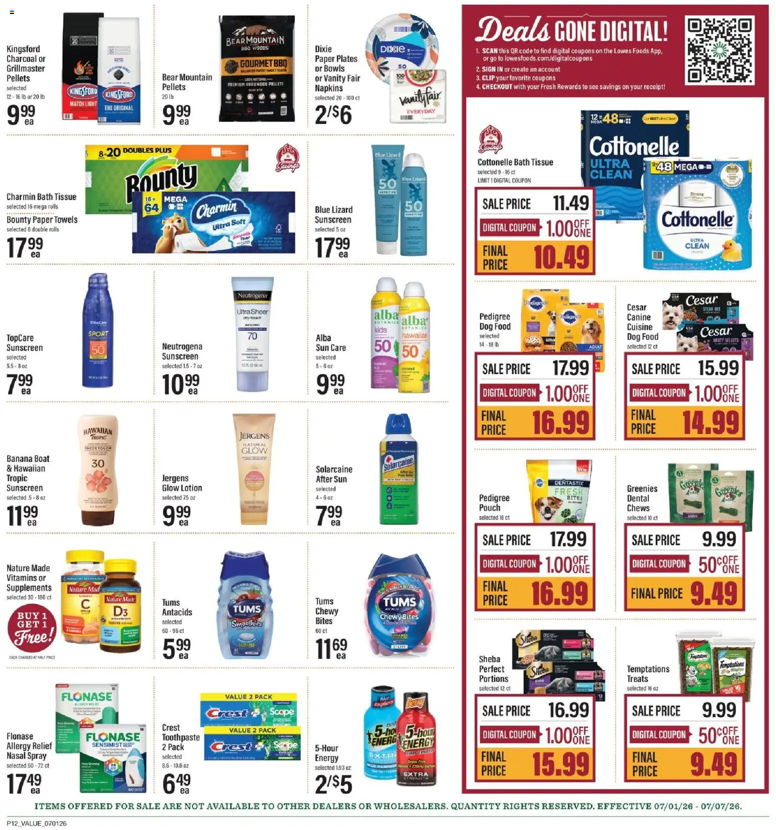 Lowes Foods Weekly Ad - NC - valid from 07/01/2026 | Page: 18 | Products: Clip, Bath, Dog Food, Sunscreen