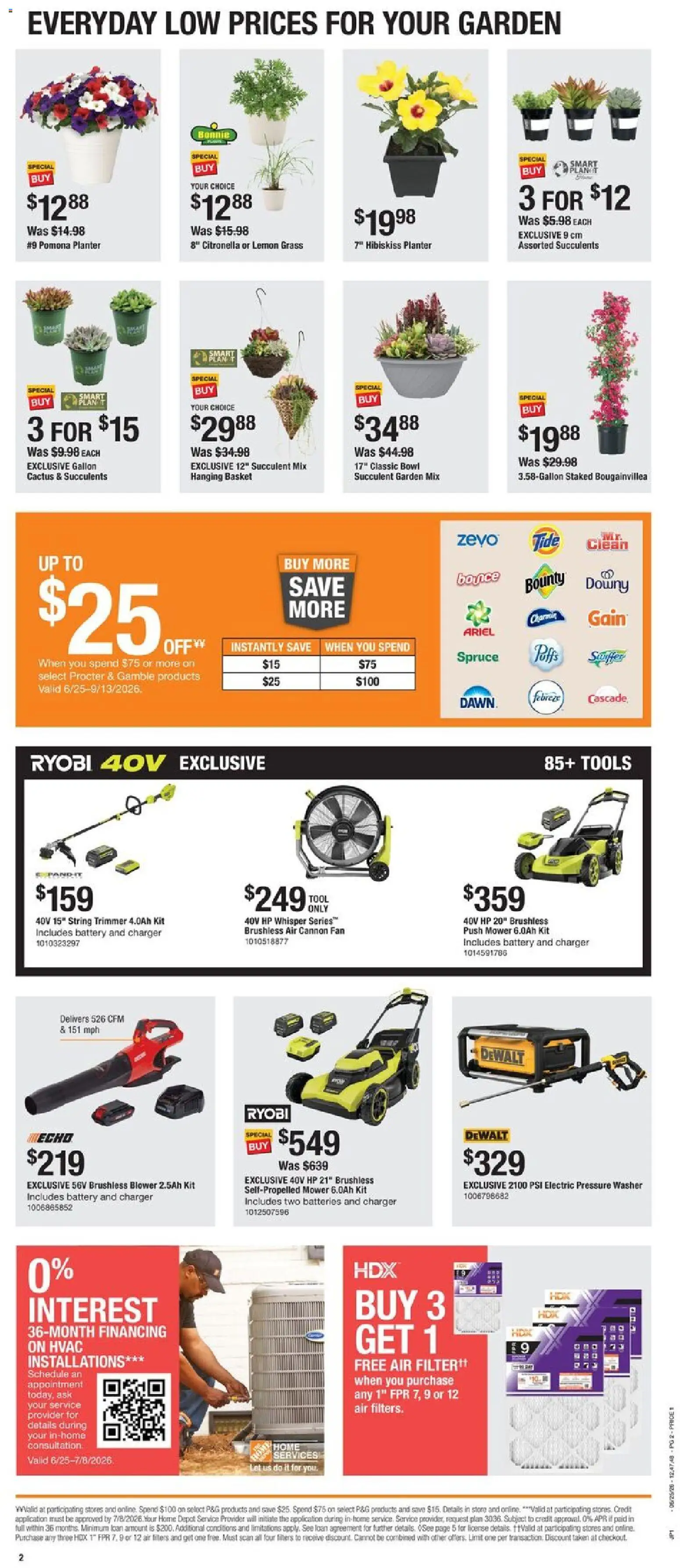 Home Depot Local Ad - valid from 06/25/2026 | Page: 2 | Products: Mower, Basket, Lemon, Charger