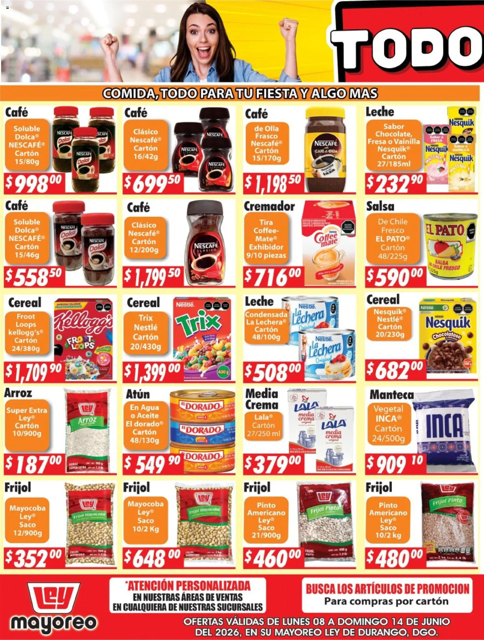 Nuevas ofertas de Casa Ley válidas en toda la República Mexicana desde el 08.06.2026. ¡Encuentra las mejores ofertas en Casa Ley folleto Durango! | Página: 3 | Productos: Atún, Agua, Aceite, Arroz