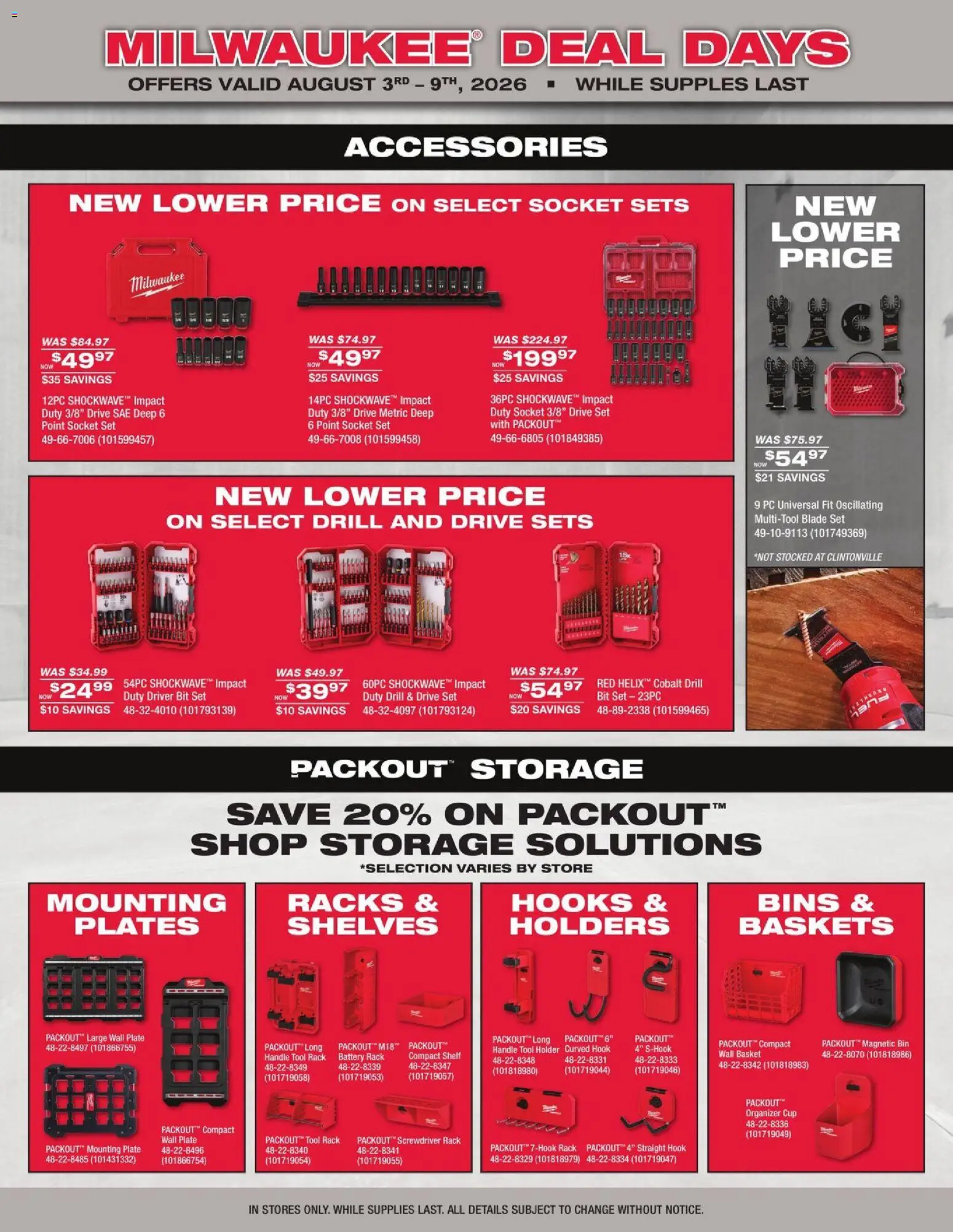 Mills Fleet Farm Milwaukee Deal Days - valid from 08/03/2026 | Page: 4 | Products: Hook, Battery, Basket, Pc