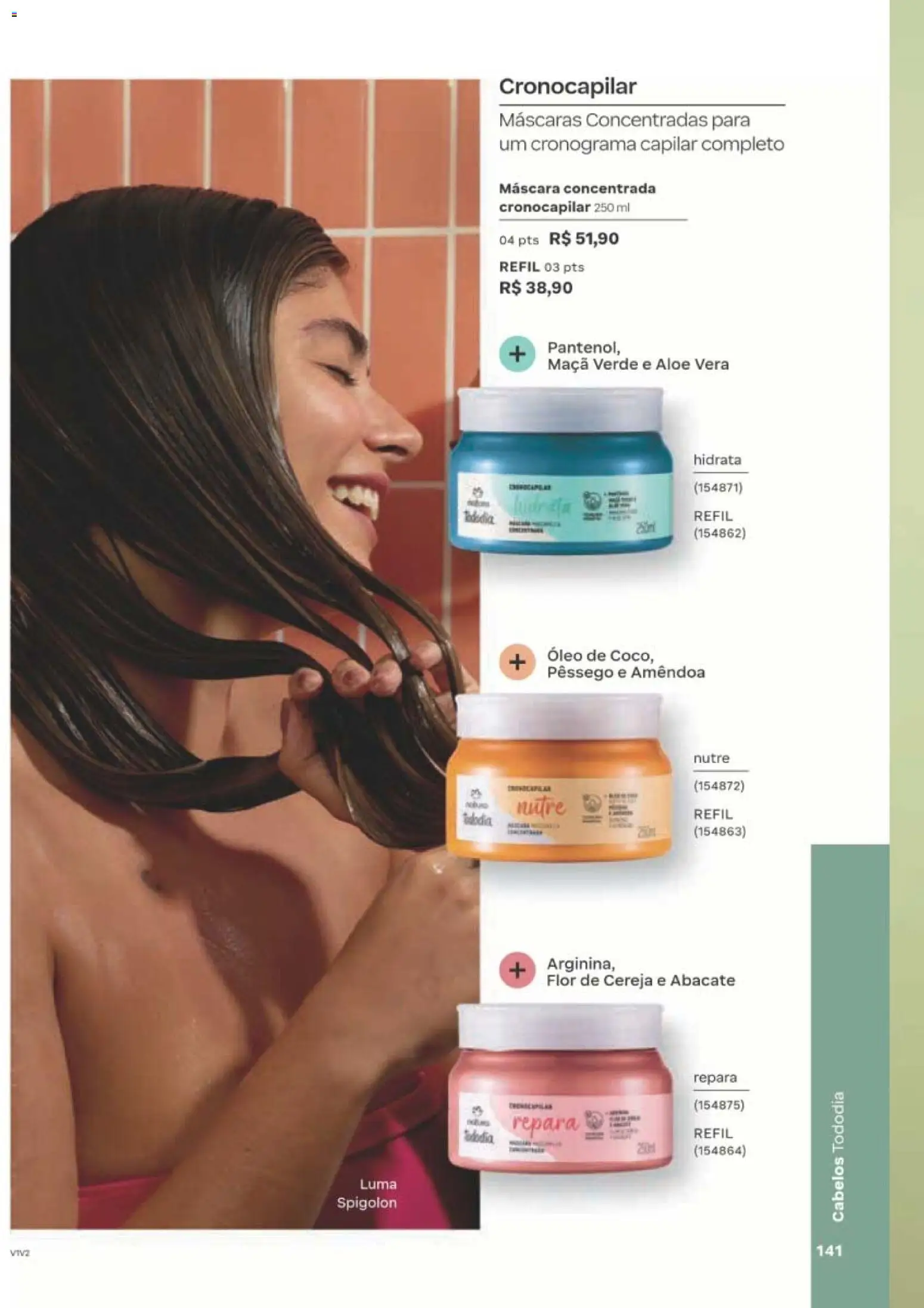 Natura Folheto - válido de 10/08/2026 | Página: 144 | Produtos: Pêssego, Cereja, Abacate, Óleo