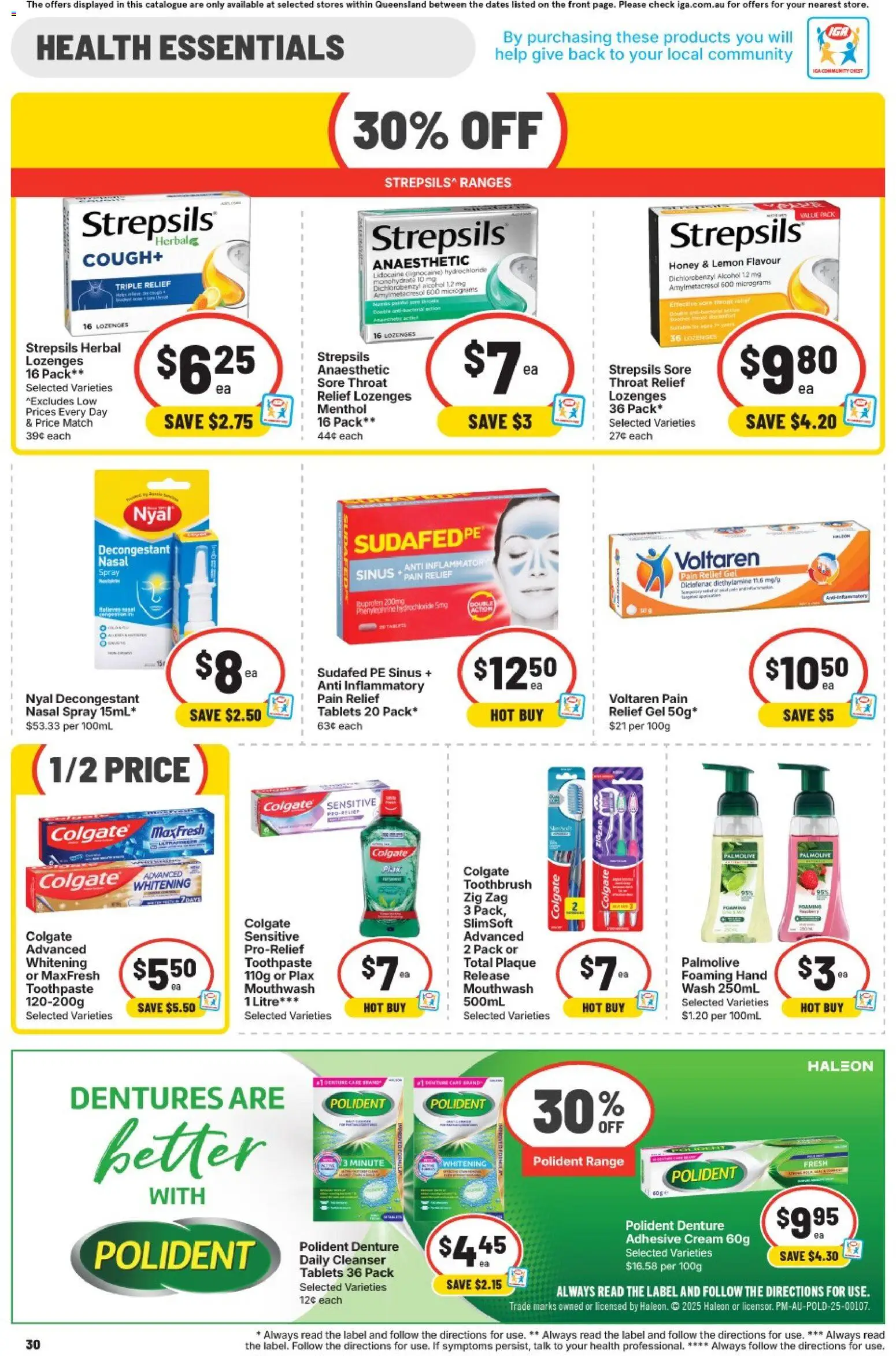 IGA catalogue - valid from 03.06.2026 | Page: 30 | Products: Mouthwash, Cream, Toothbrush, Pain relief