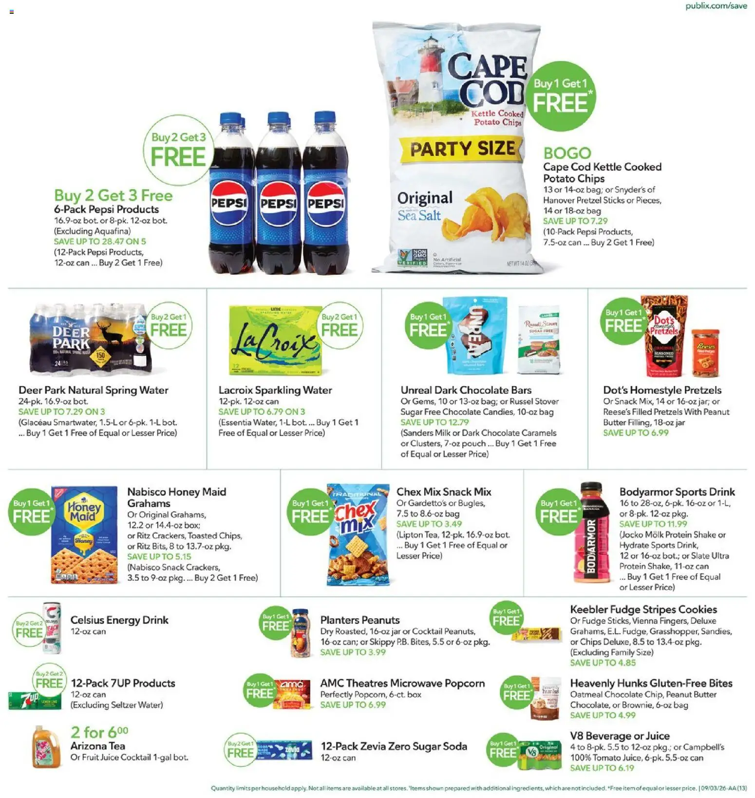 Publix Weekly Ad - valid from 09/02/2026 | Page: 13 | Products: Microwave, Pretzel sticks, Cookies, Bag