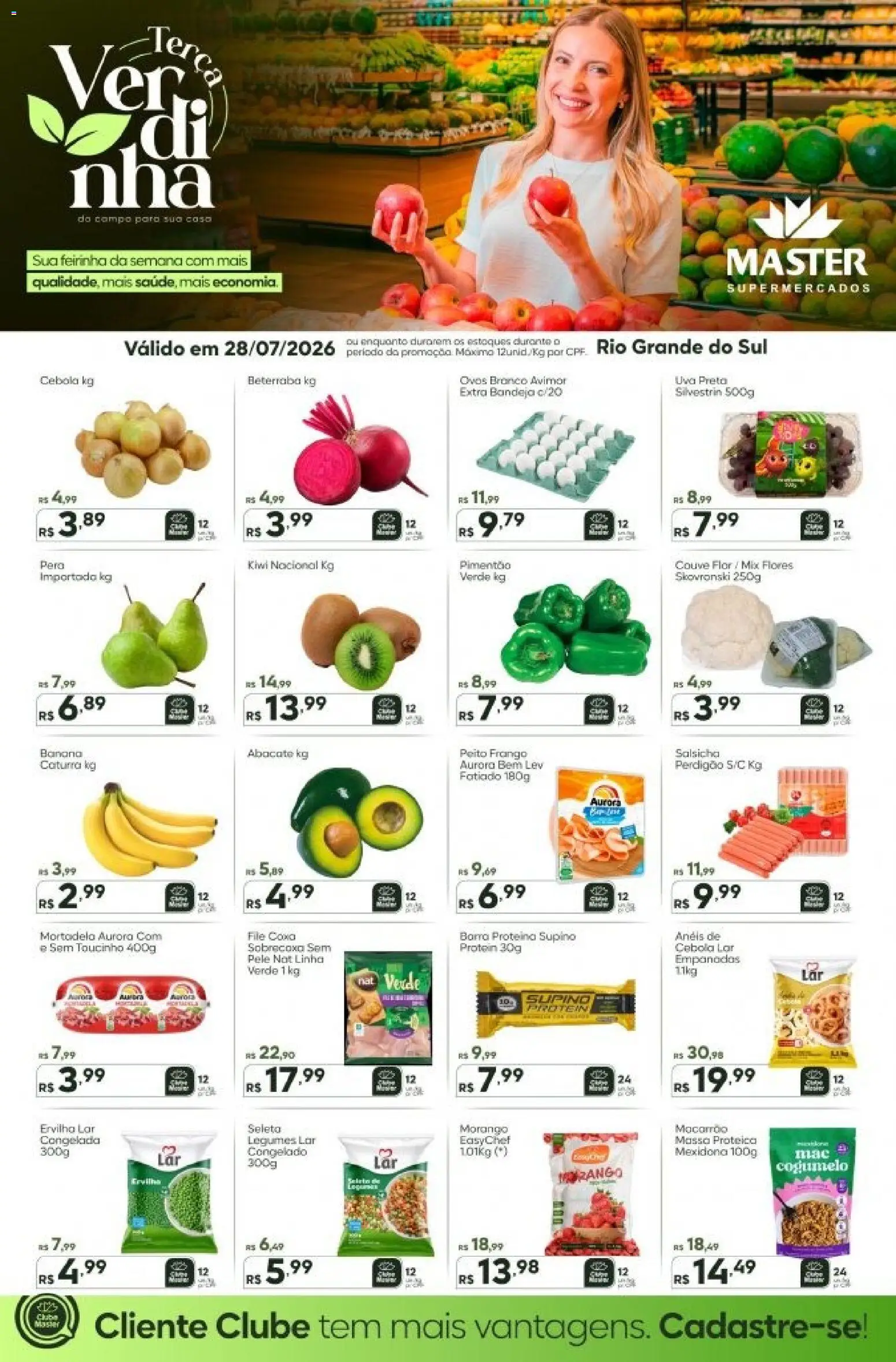 Master Folheto - válido de 28/07/2026 | Página: 1 | Produtos: Beterraba, Pimentão, Cogumelo, Frango