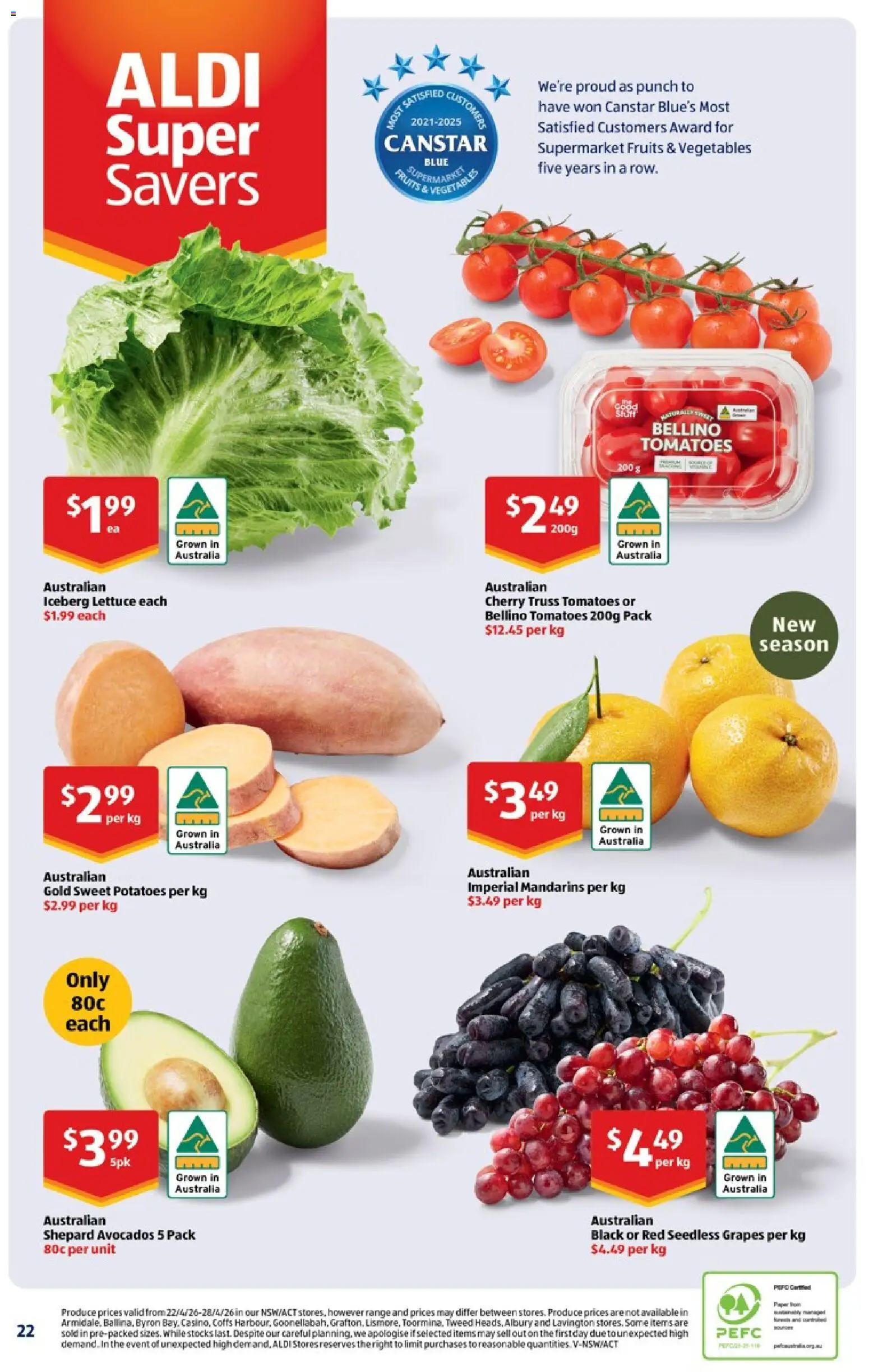 Aldi catalogue - valid from 29.04.2026 | Page: 22 | Products: Tomatoes, Potatoes, Vegetables, Fruits