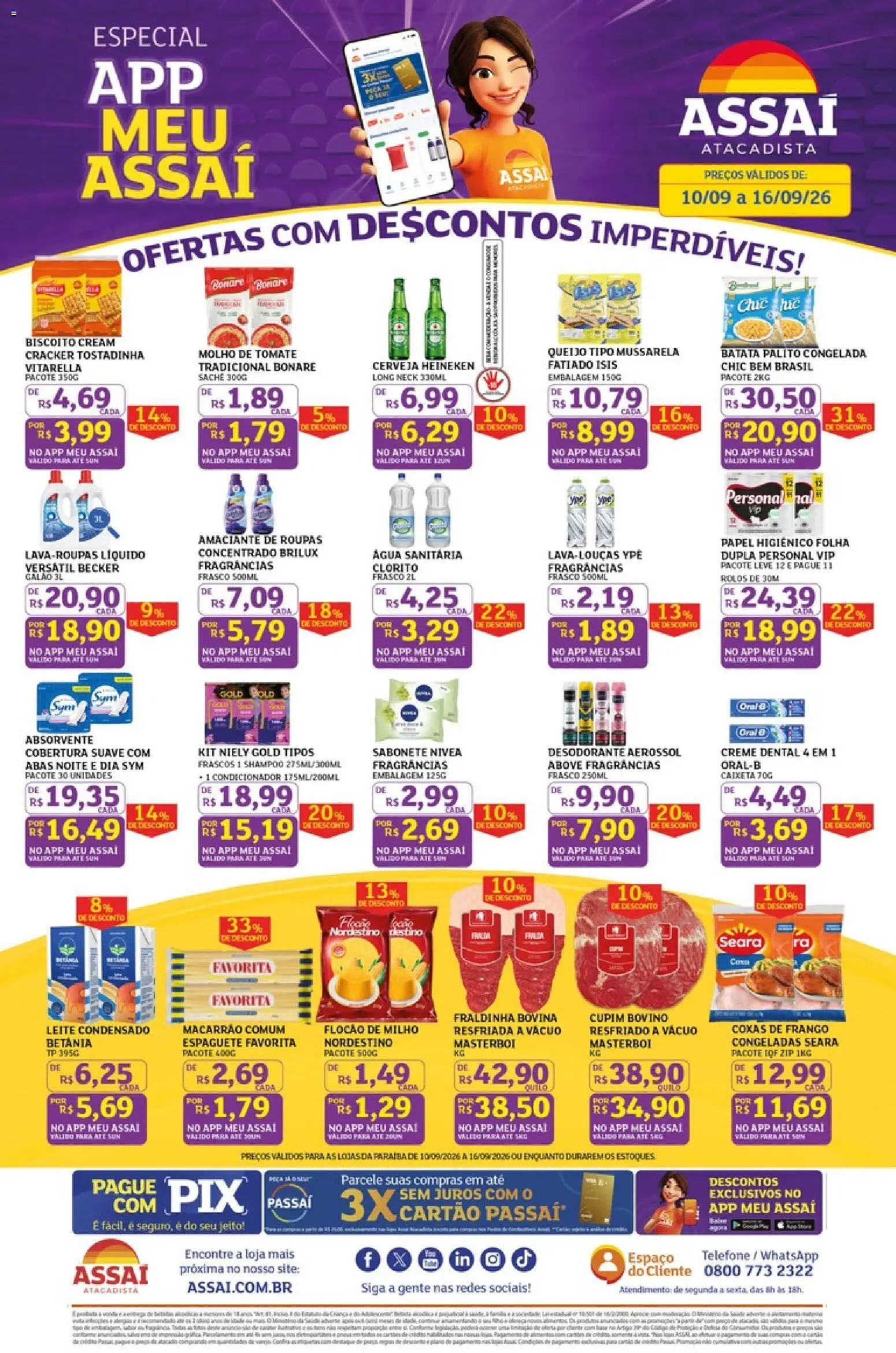 Assaí Atacadista Folheto - válido de 10/09/2026 | Página: 1 | Produtos: Heineken, Sabonete, Batata, Telefone
