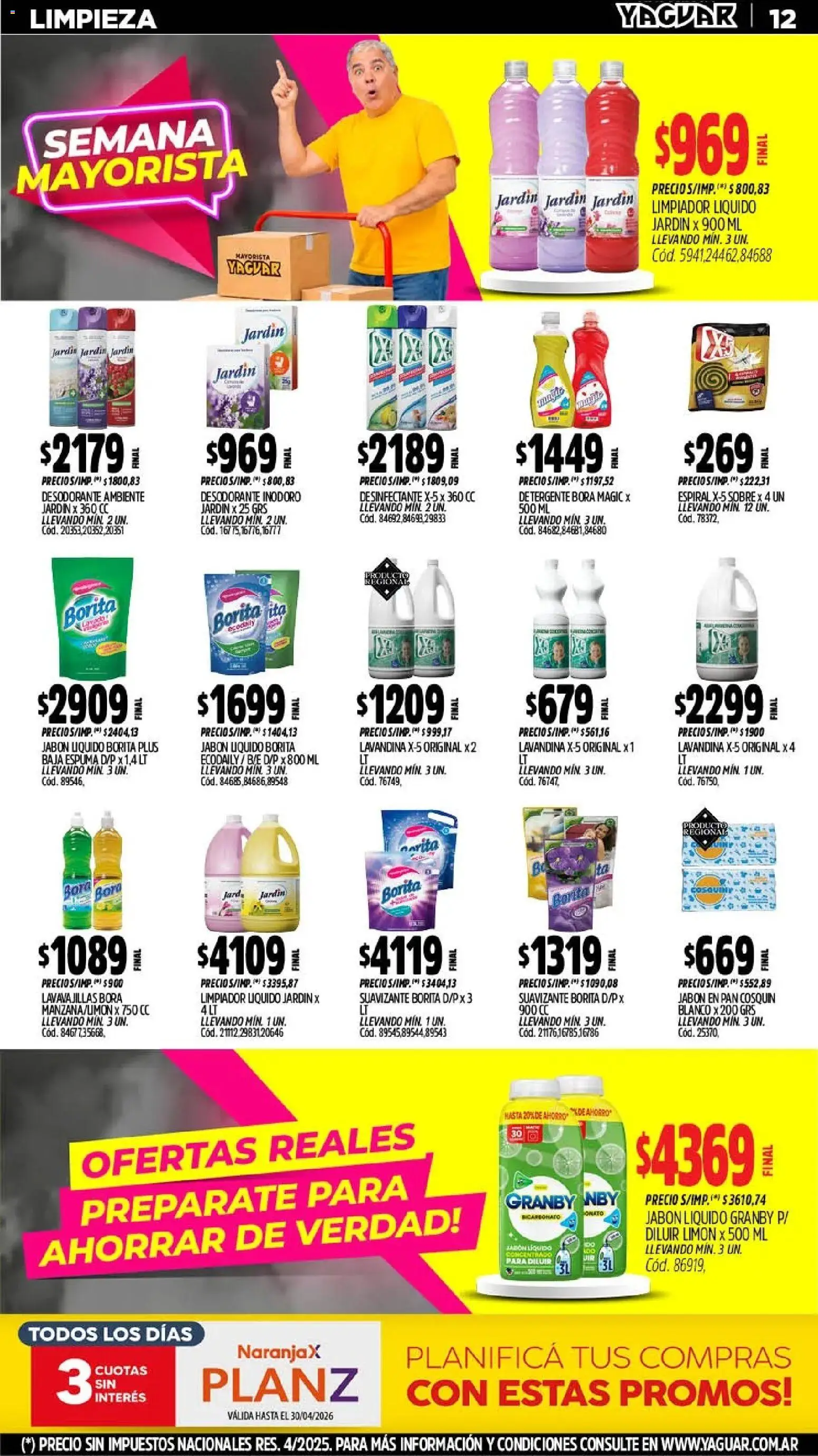 Yaguar - Oferta Semanal Jujuy │ válido desde el 18.05.2026 | Página: 12 | Productos: Jabón líquido, Jabón, Pan, Limpiador
