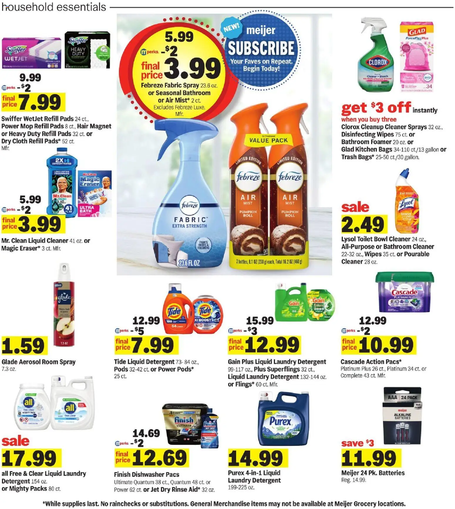 Meijer Weekly Ad - MI - valid from 09/23/2026 | Page: 23 | Products: Laundry detergent, Pads, Disinfecting wipes, Dishwasher