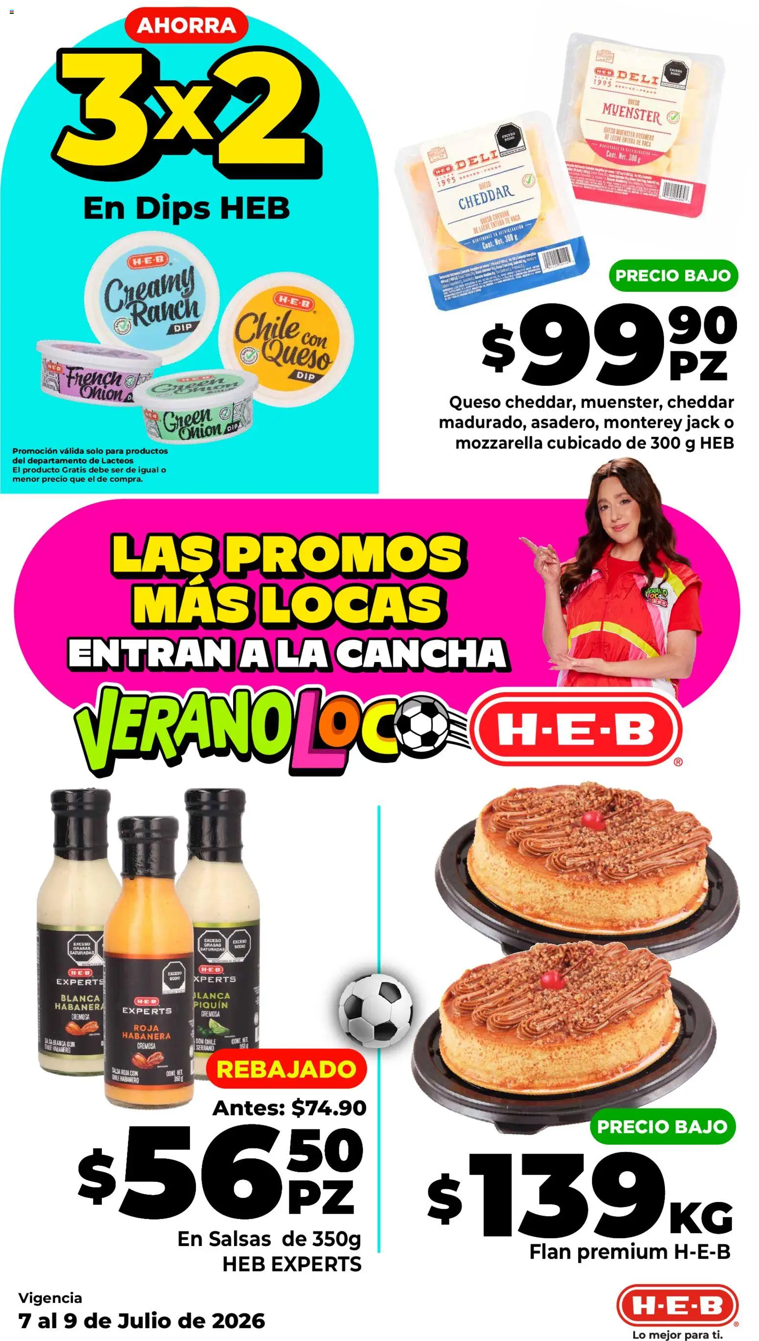 Nuevas ofertas de H-E-B válidas en toda la República Mexicana desde el 07/07/2026. ¡Encuentra las mejores ofertas en H-E-B folleto Las promos más locas! | Página: 5 | Productos: Leche, Queso