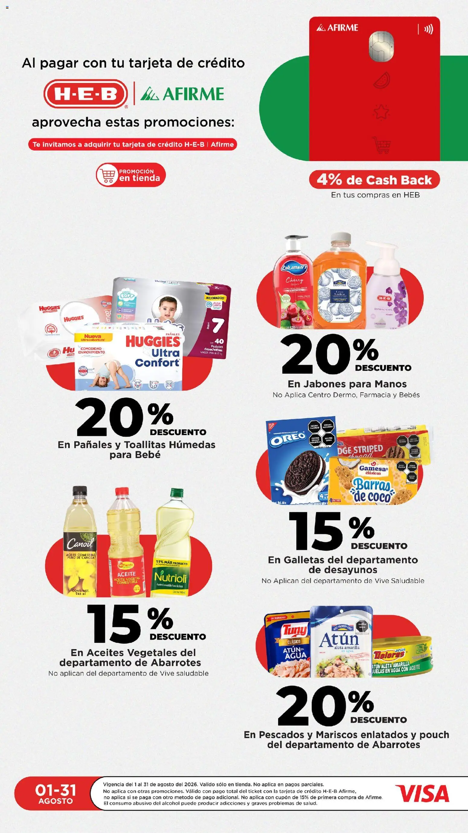 Nuevas ofertas de H-E-B válidas en toda la República Mexicana desde el 04/08/2026. ¡Encuentra las mejores ofertas en H-E-B folleto Los precios hoy están bajos! | Página: 4 | Productos: Atún, Toallitas húmedas, Aceite, Té