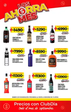 Vista previa Supermercado DIA - Ahorra mes válido desde el 10/09/2026 | Página: 14 | Productos: Vodka, Whisky, Campari, Fernet