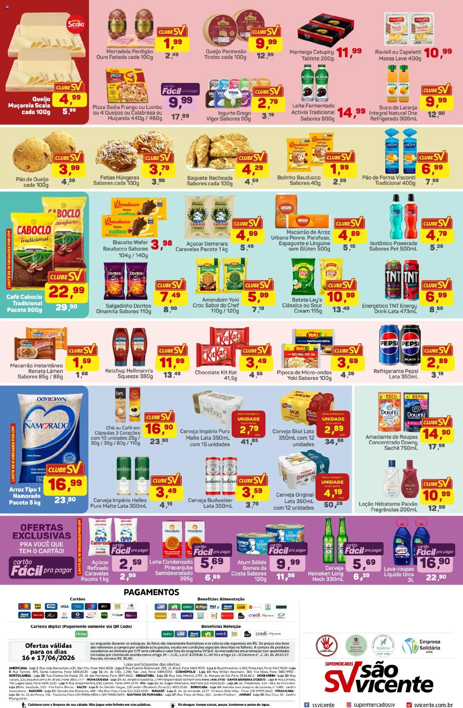 Supermercados São Vicente Folheto - válido de 16.06.2026 | Página: 2 | Produtos: Catupiry, Açúcar, Refrigerante, Carteira