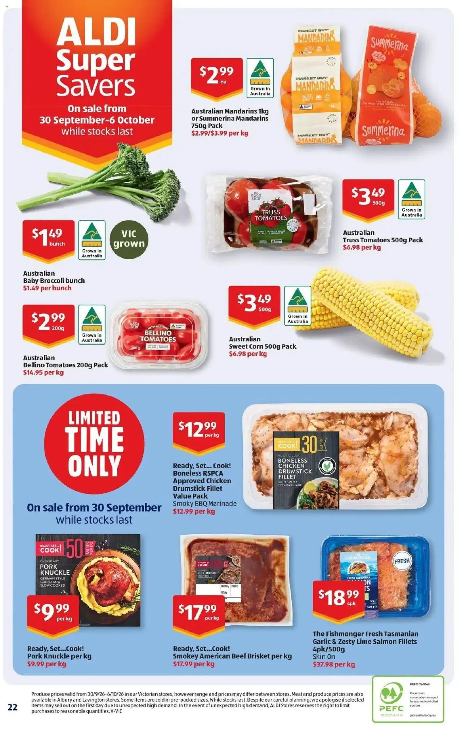 Aldi catalogue - valid from 07/10/2026 | Page: 22 | Products: Chicken, Tomatoes, Mandarins, Garlic