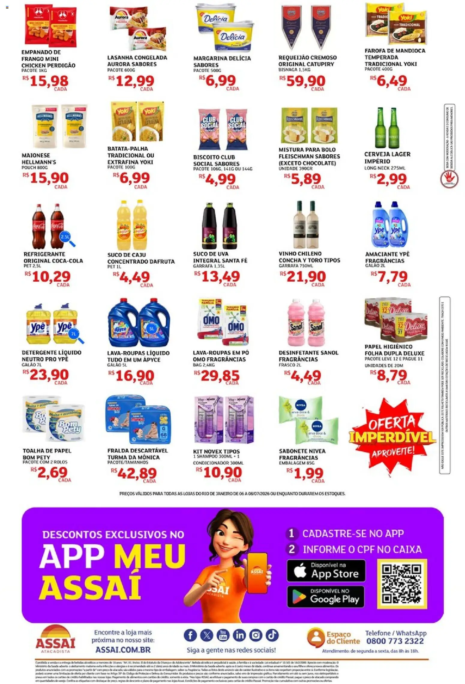 Assaí Atacadista Folheto - válido de 06/07/2026 | Página: 2 | Produtos: Shampoo, Biscoito, Condicionador, Refrigerante