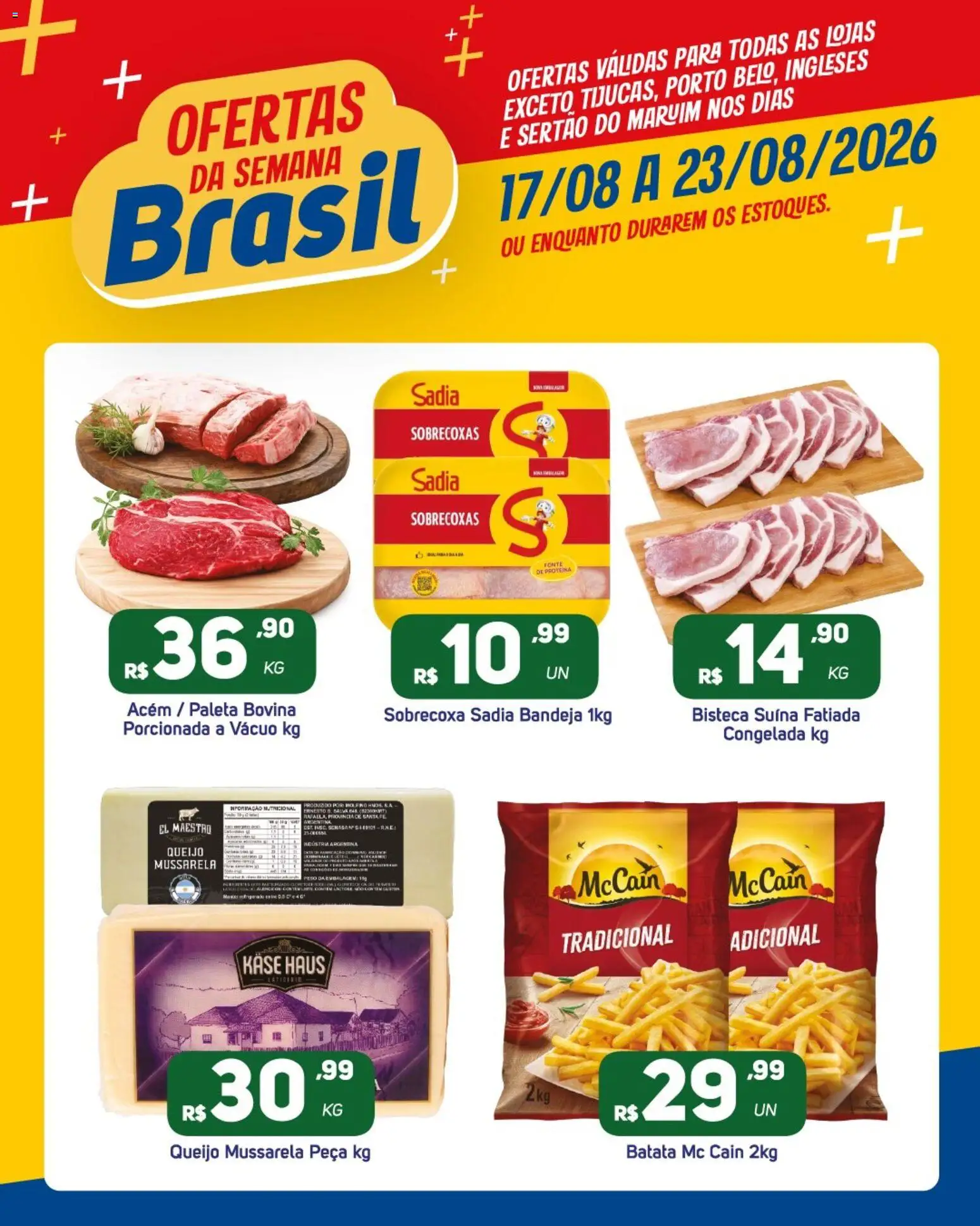 Brasil Atacadista Folheto - válido de 17/08/2026 | Página: 1 | Produtos: Acém, Queijo, Bandeja, Batata