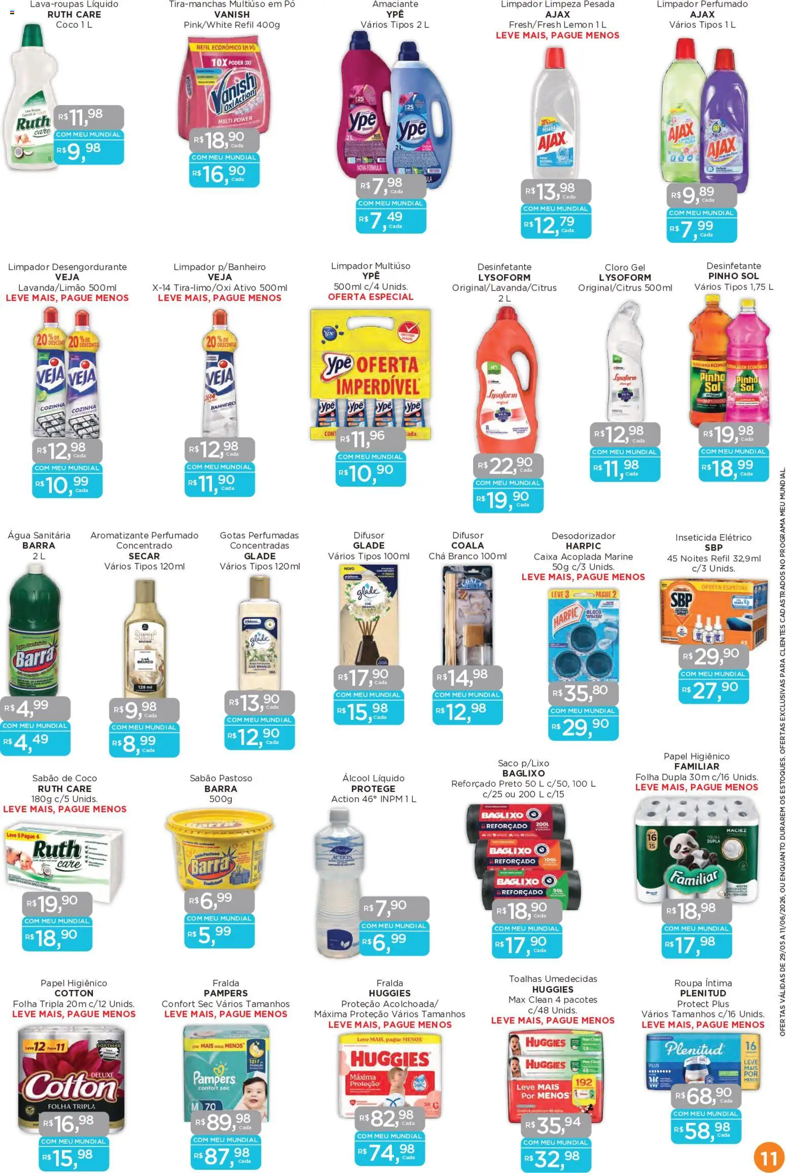 Mundial Folheto - válido de 29.05.2026 | Página: 11 | Produtos: Limpador multiuso, Chá, Vanish, Amaciante