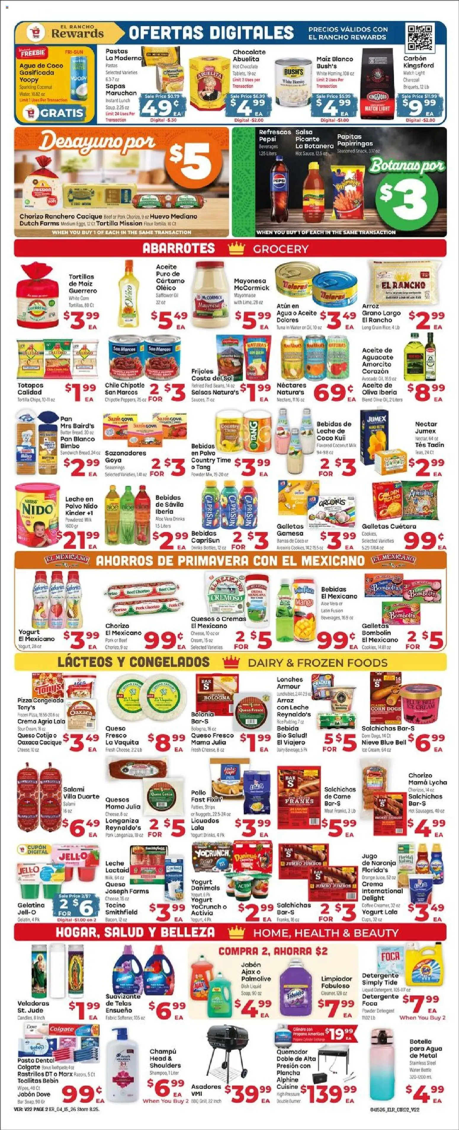 El Rancho Weekly Ad - valid from 15.04.2026 | Page: 2 | Products: Yogurt, Chocolate, Salami, Detergent
