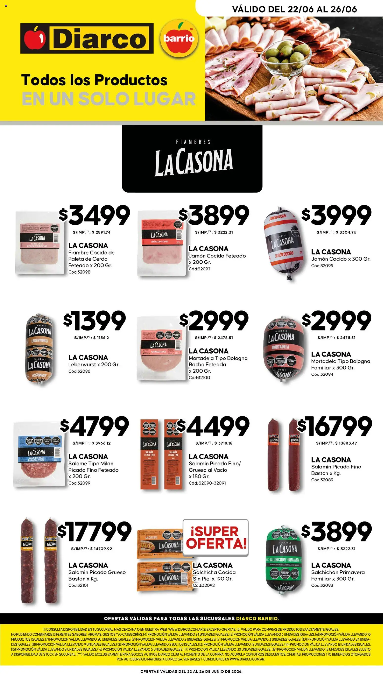 Diarco - Especial Fiambres │ válido desde el 22/06/2026 | Página: 1