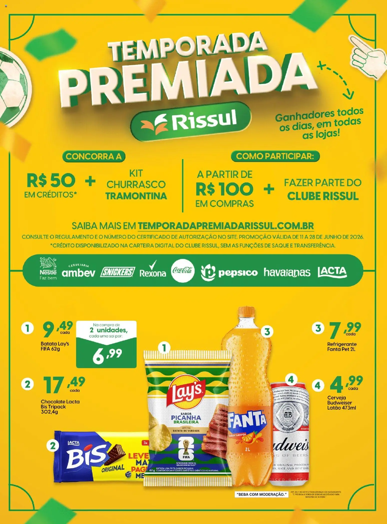Rissul Folheto - válido de 11.06.2026 | Página: 2 | Produtos: Cerveja, Rexona, Carteira, Batata