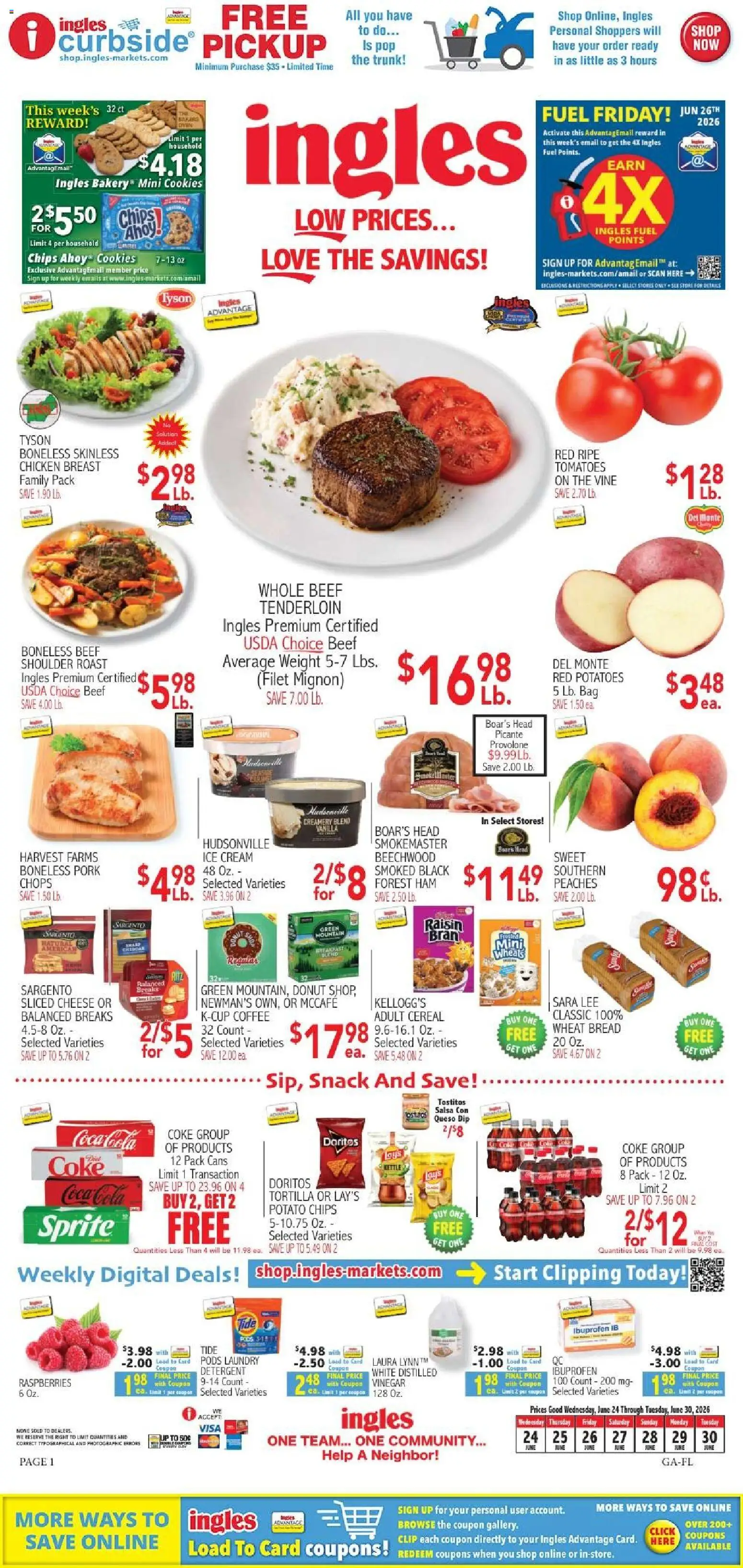 Ingles Weekly Ad - valid from 07/01/2026 | Page: 1 | Products: Clip, Cheese, Coffee, Potatoes
