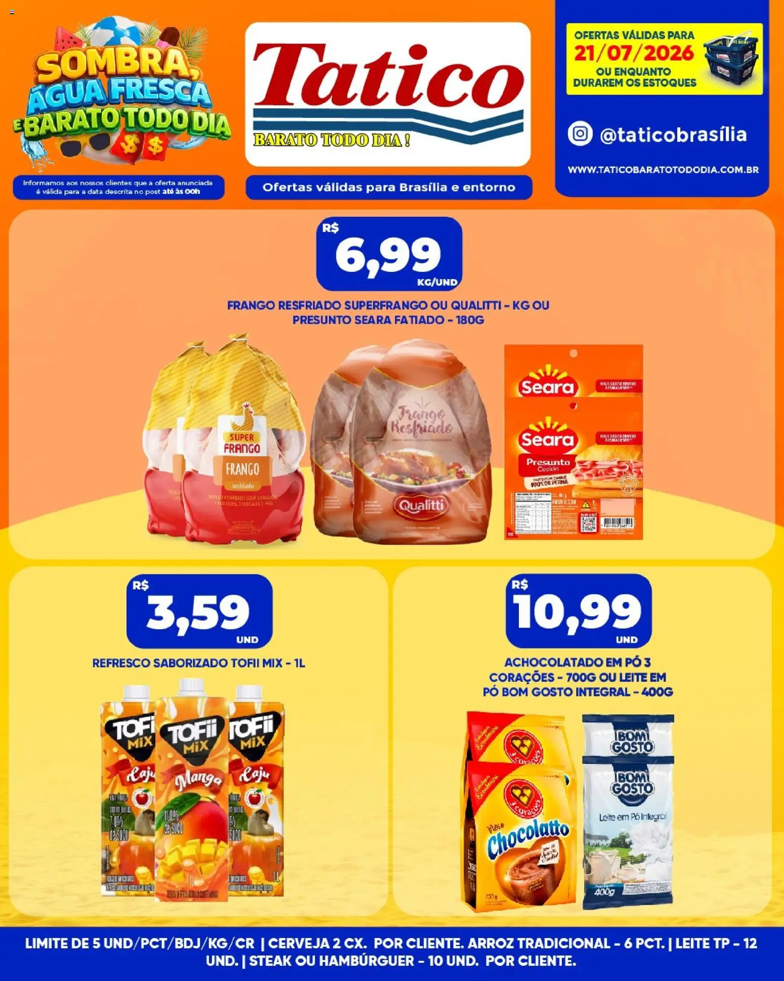 Tatico Folheto - válido de 21/07/2026 | Página: 5 | Produtos: Leite, Cerveja, Arroz, Leite em pó