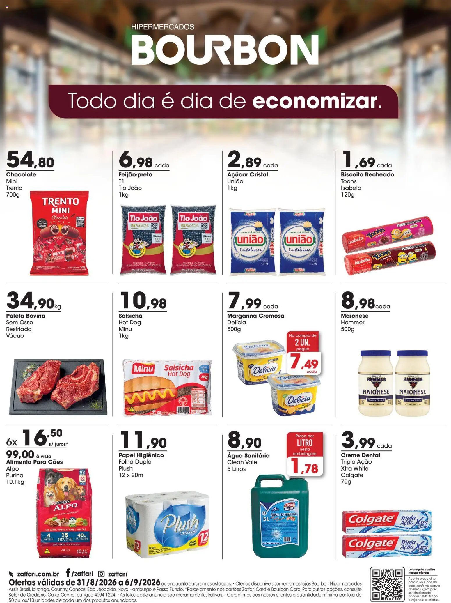 Zaffari Folheto - válido de 31/08/2026 | Página: 1 | Produtos: Biscoito, Açúcar, Maionese, Biscoito recheado