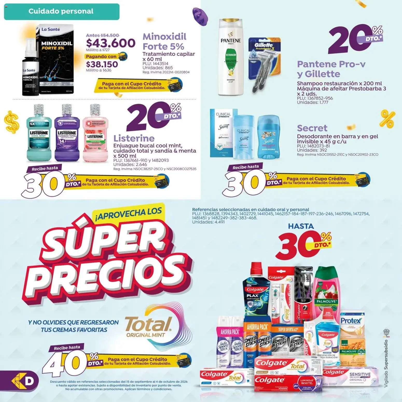Colsubsidio revista - valida desde el 15/09/2026 | Página: 12 | Productos: Sandía, Maquina de afeitar, Shampoo, Listerine