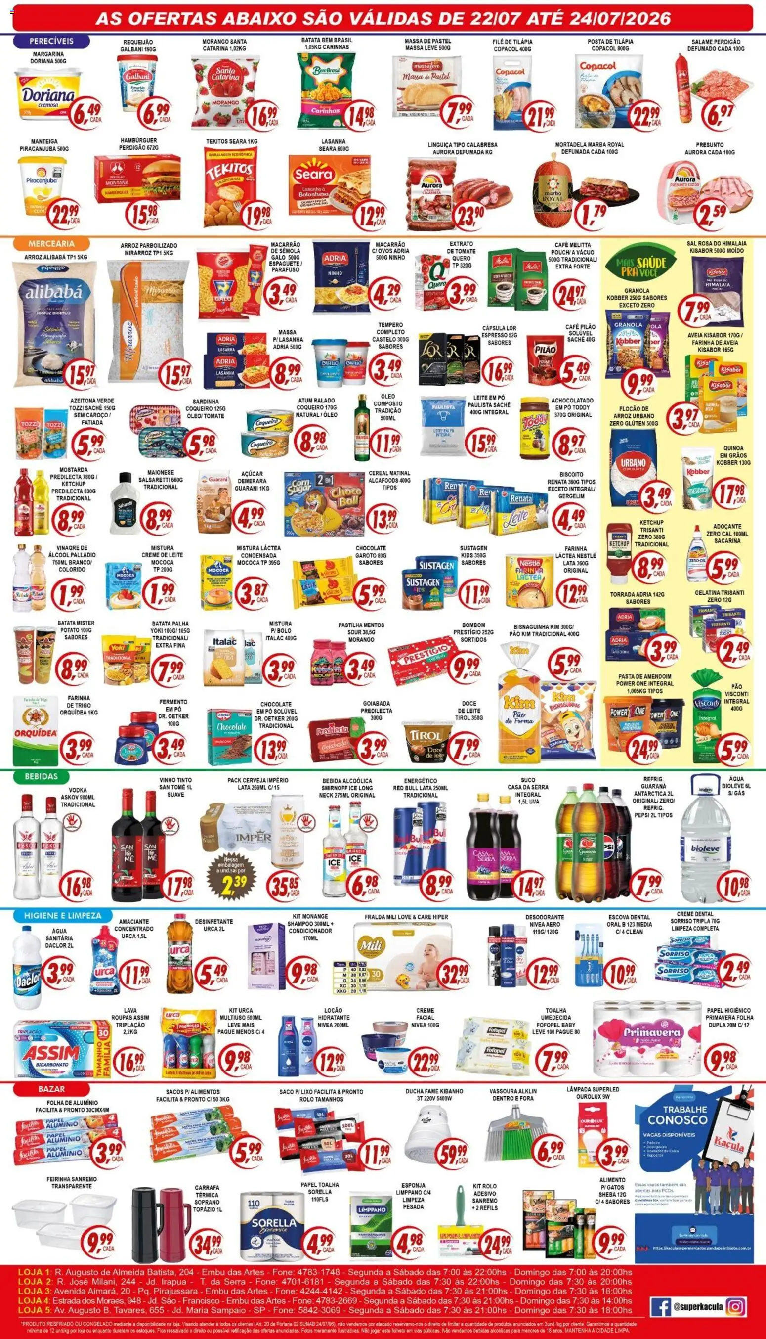 Kaçula Folheto - válido de 22/07/2026 | Página: 2 | Produtos: Doriana, Bebida, Café pilão, Desinfetante