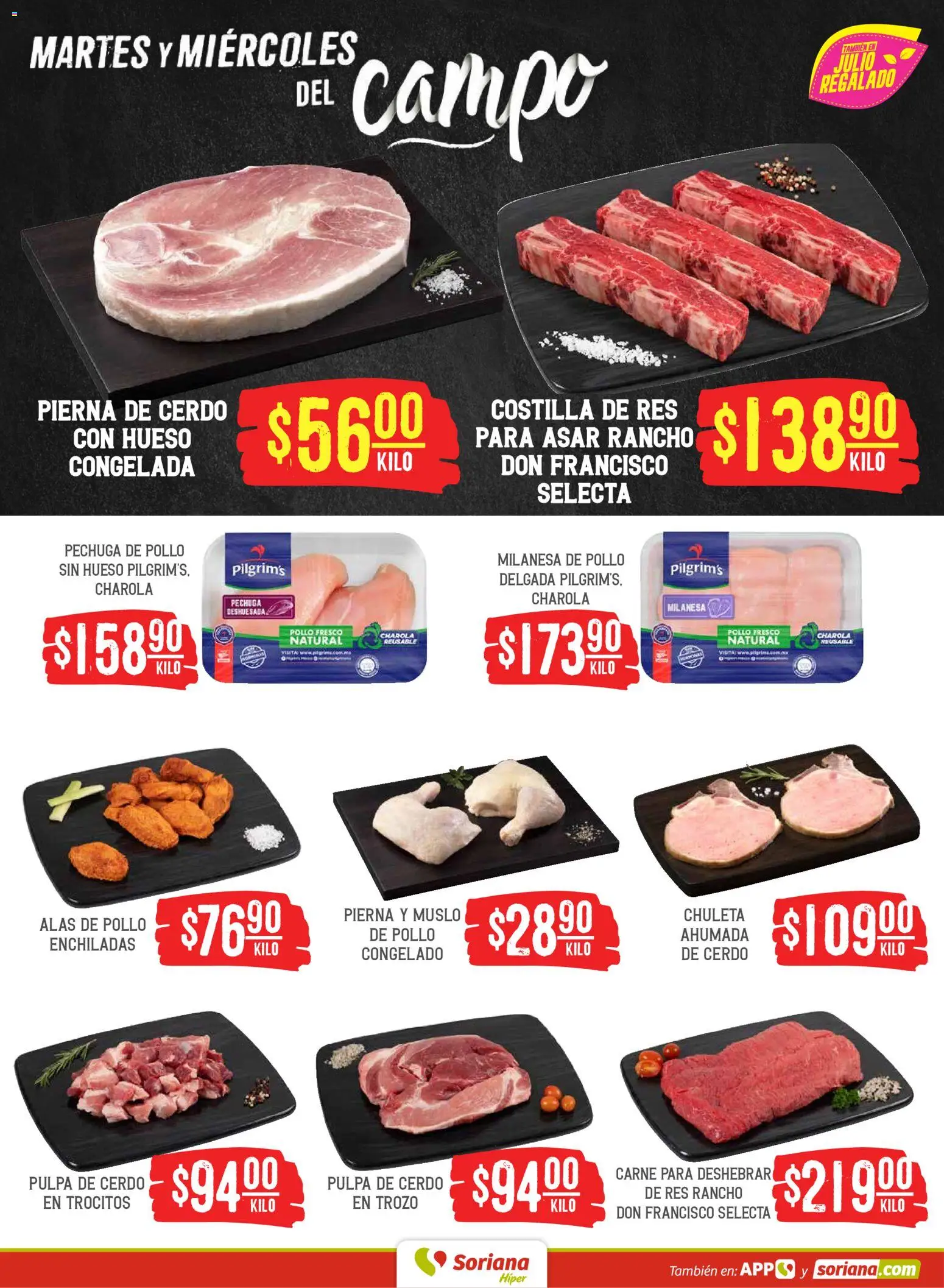 Nuevas ofertas de Soriana válidas en toda la República Mexicana desde el 14/07/2026. ¡Encuentra las mejores ofertas en Soriana Martes y Miércoles del Campo Híper: Nuevo León, Ciudad Victoria y Tampico! | Página: 4 | Productos: Pollo, Milanesa, Cerdo, Res