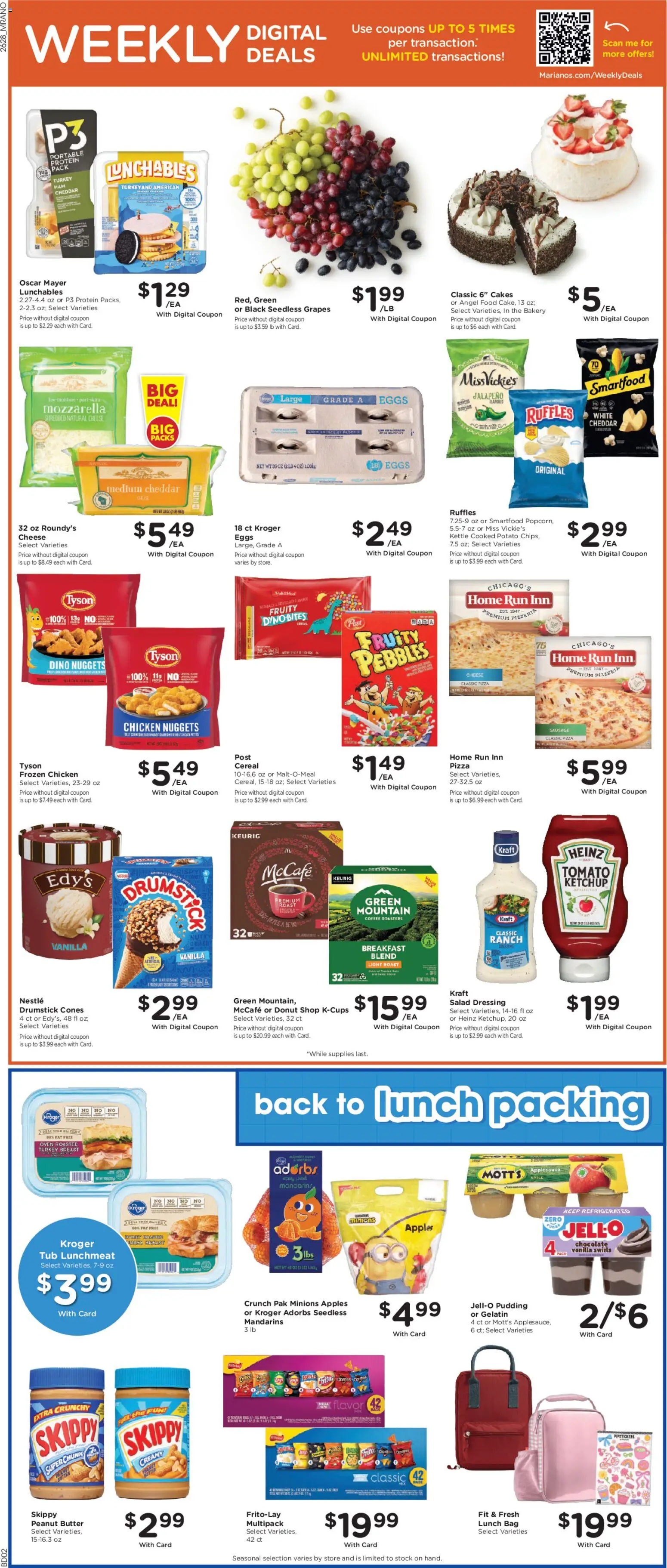 Mariano's Weekly Ad - valid from 08/12/2026 | Page: 6 | Products: Pizza, Apples, Grapes, Oven