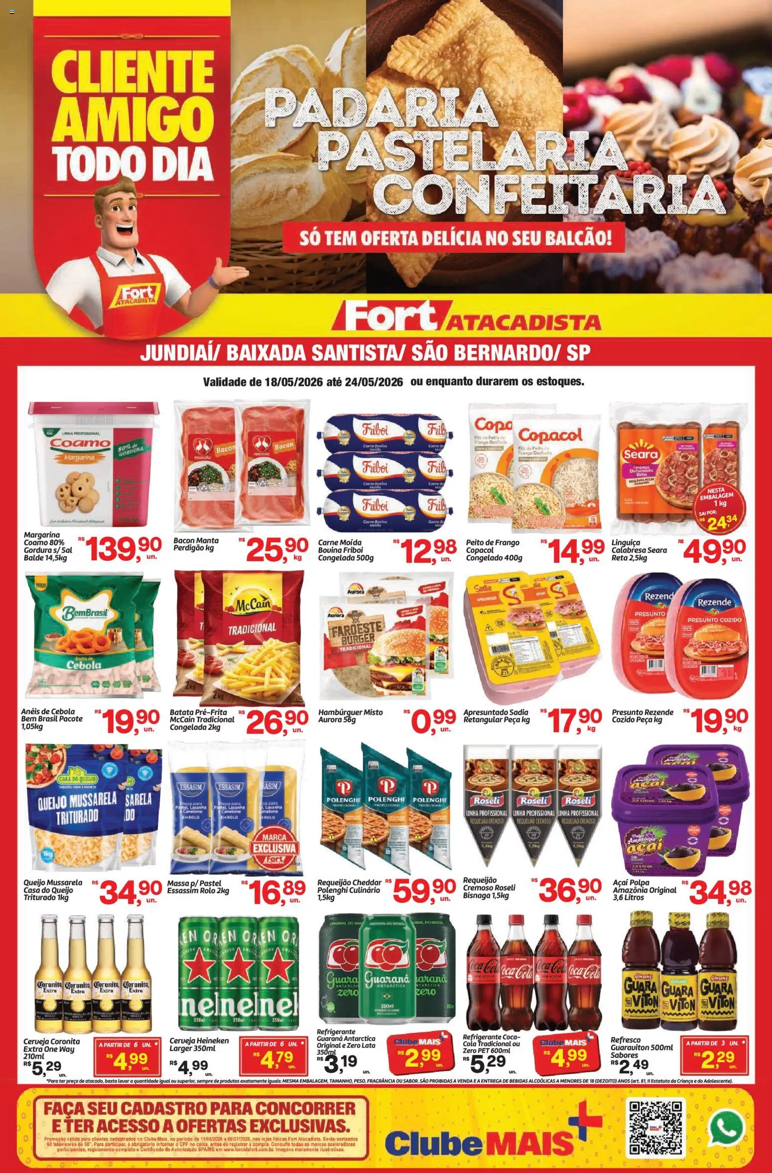 Fort Atacadista Folheto - válido de 18.05.2026 | Página: 1 | Produtos: Guaraná, Linguiça, Cheddar, Cerveja Heineken