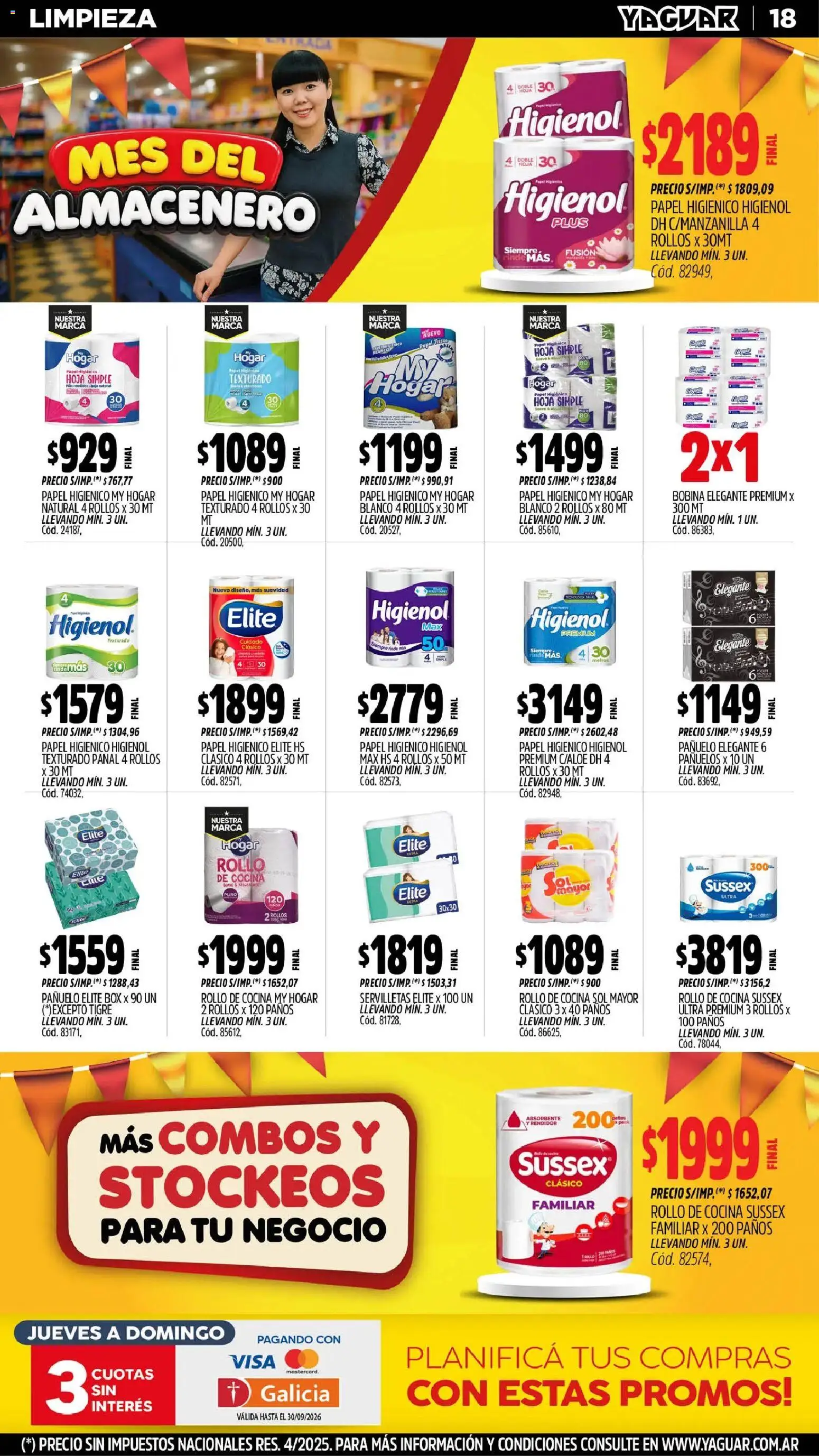 Yaguar - Oferta Semanal Jujuy │ válido desde el 31/08/2026 | Página: 17 | Productos: Papel higiénico, Pañuelo, Cocina, Servilletas