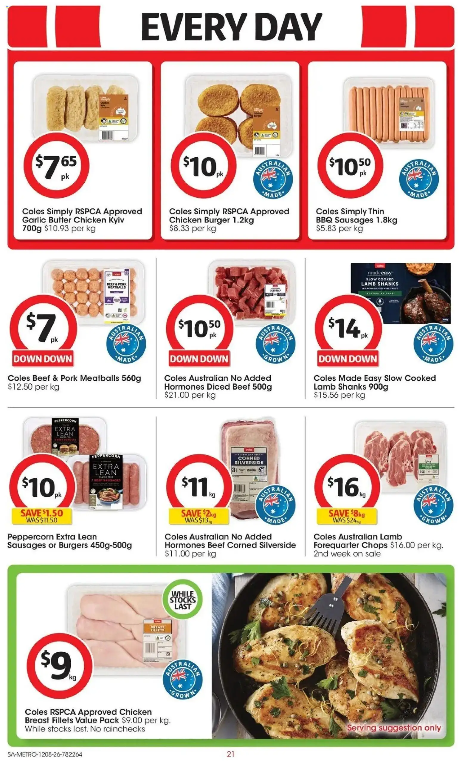 Coles catalogue - valid from 12/08/2026 | Page: 21 | Products: Butter, Burgers, Beef, Sausages