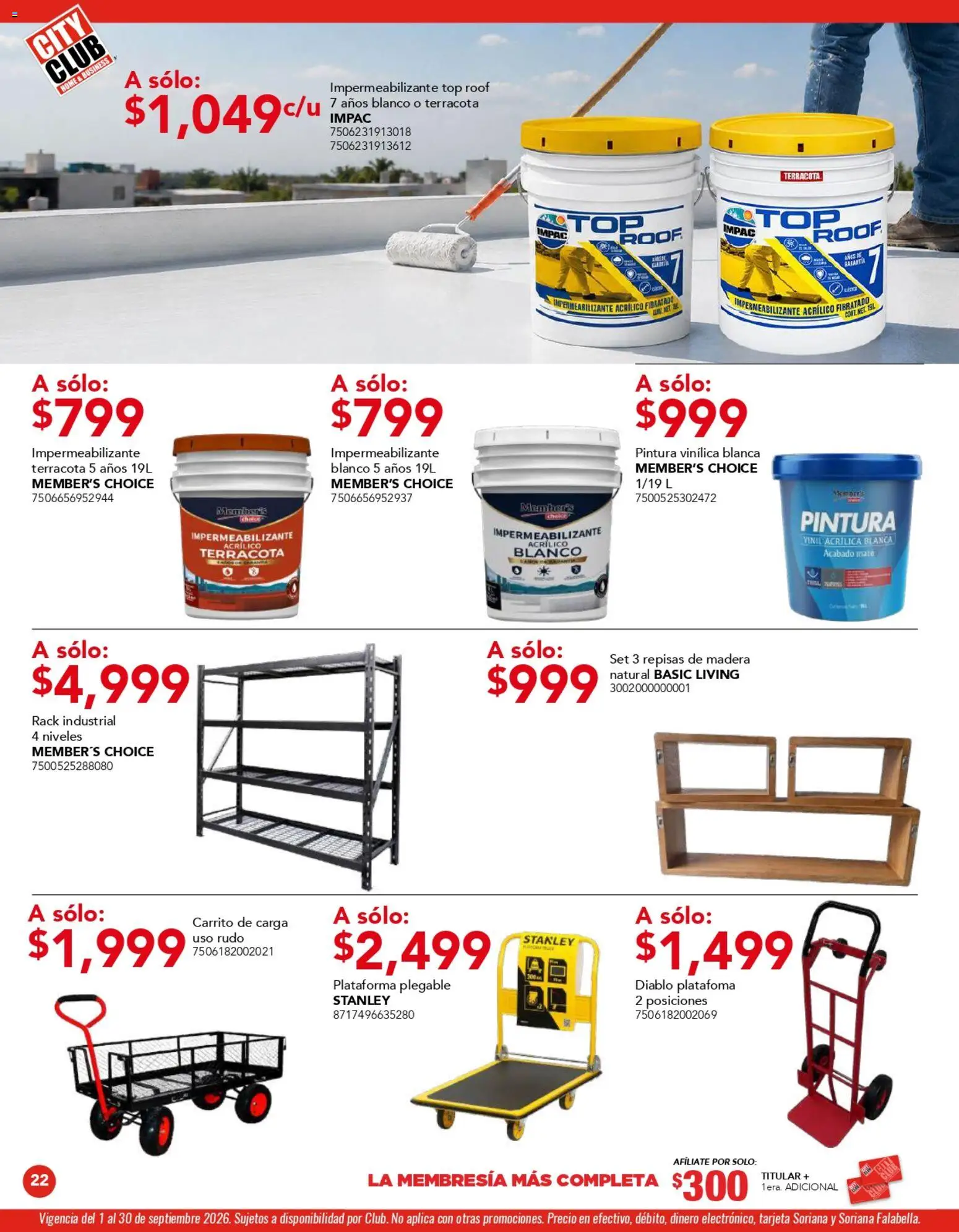 Nuevas ofertas de City Club válidas en toda la República Mexicana desde el 01/09/2026. ¡Encuentra las mejores ofertas en City Club catálogo! | Página: 22 | Productos: Impermeabilizante, Mate, Top, Pintura