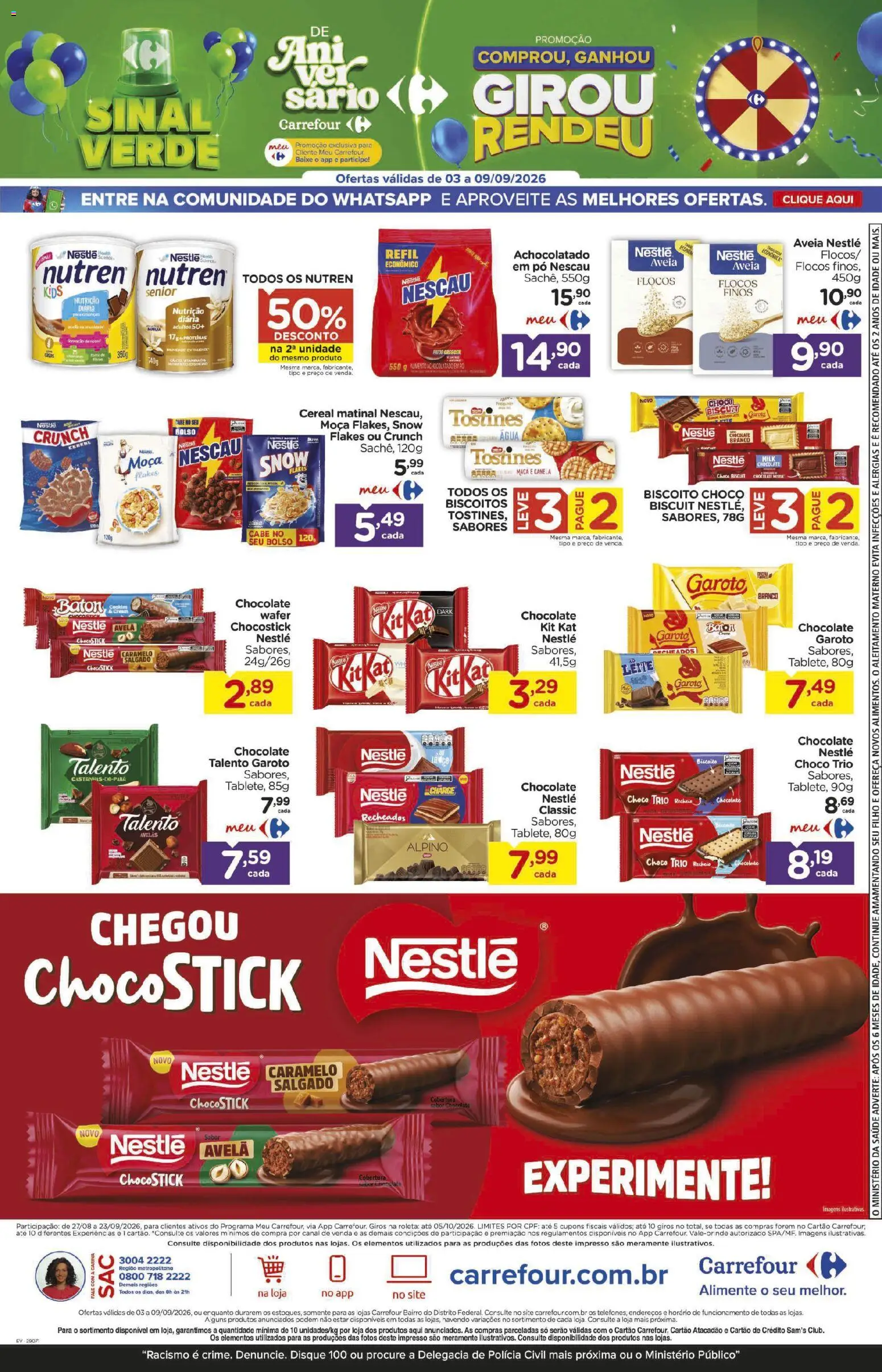 Carrefour Bairro Folheto - válido de 03/09/2026 | Página: 6 | Produtos: Biscoito, Chocolate, Flocos, Canela