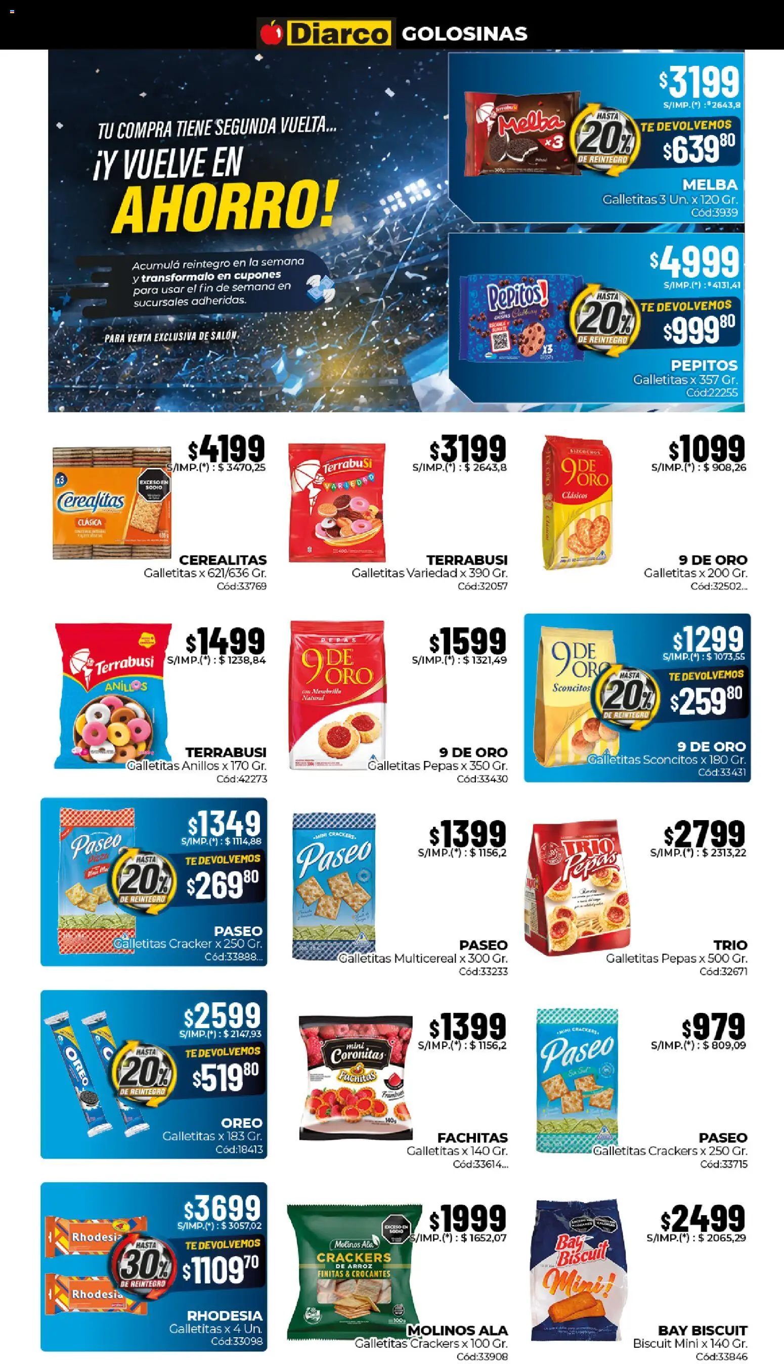 Diarco ofertas │ válido desde el 08.06.2026 | Página: 5 | Productos: Galletitas, Arroz, Té, Golosinas