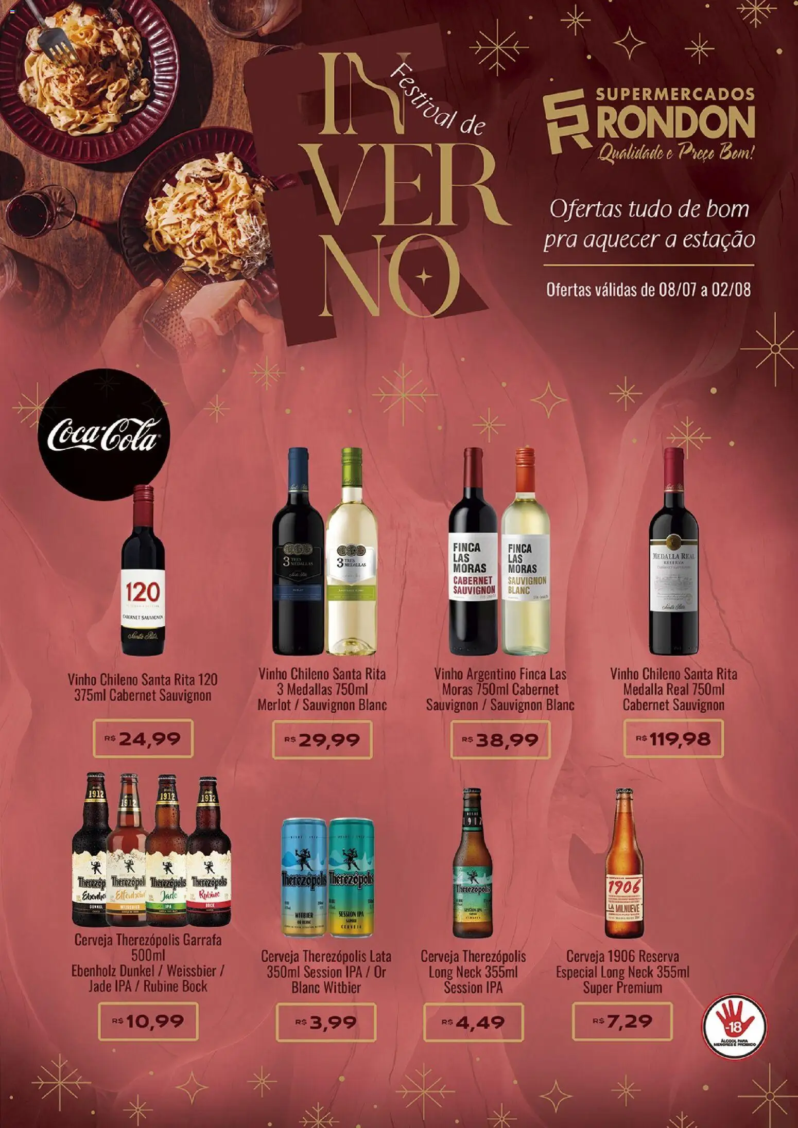 Supermercados Rondon Folheto - válido de 08/07/2026 | Página: 1 | Produtos: Vinho, Cerveja