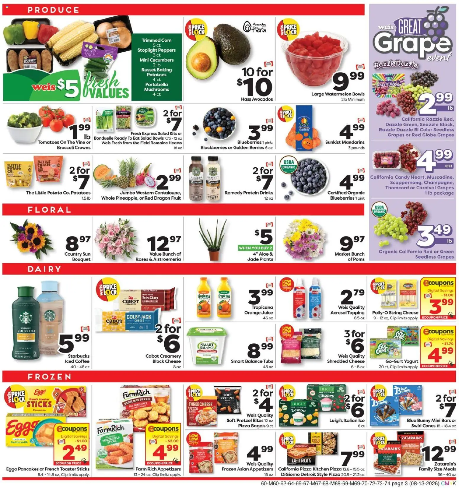 Weis Weekly Circular - NY - valid from 08/13/2026 | Page: 6 | Products: Corn, Coffee, Fruit, Iced coffee
