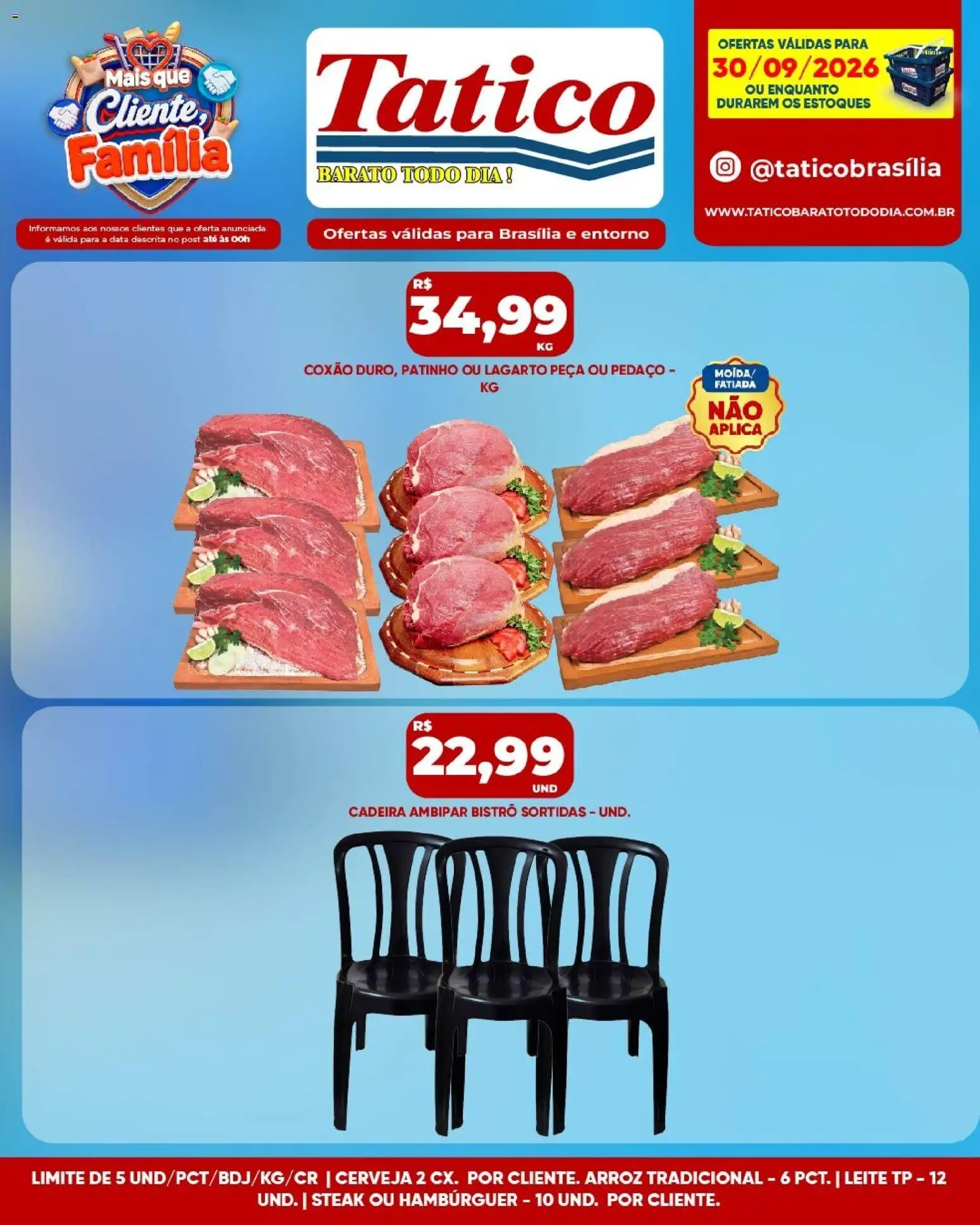 Tatico Folheto - válido de 30/09/2026 | Página: 13 | Produtos: Steak, Leite, Cerveja, Arroz