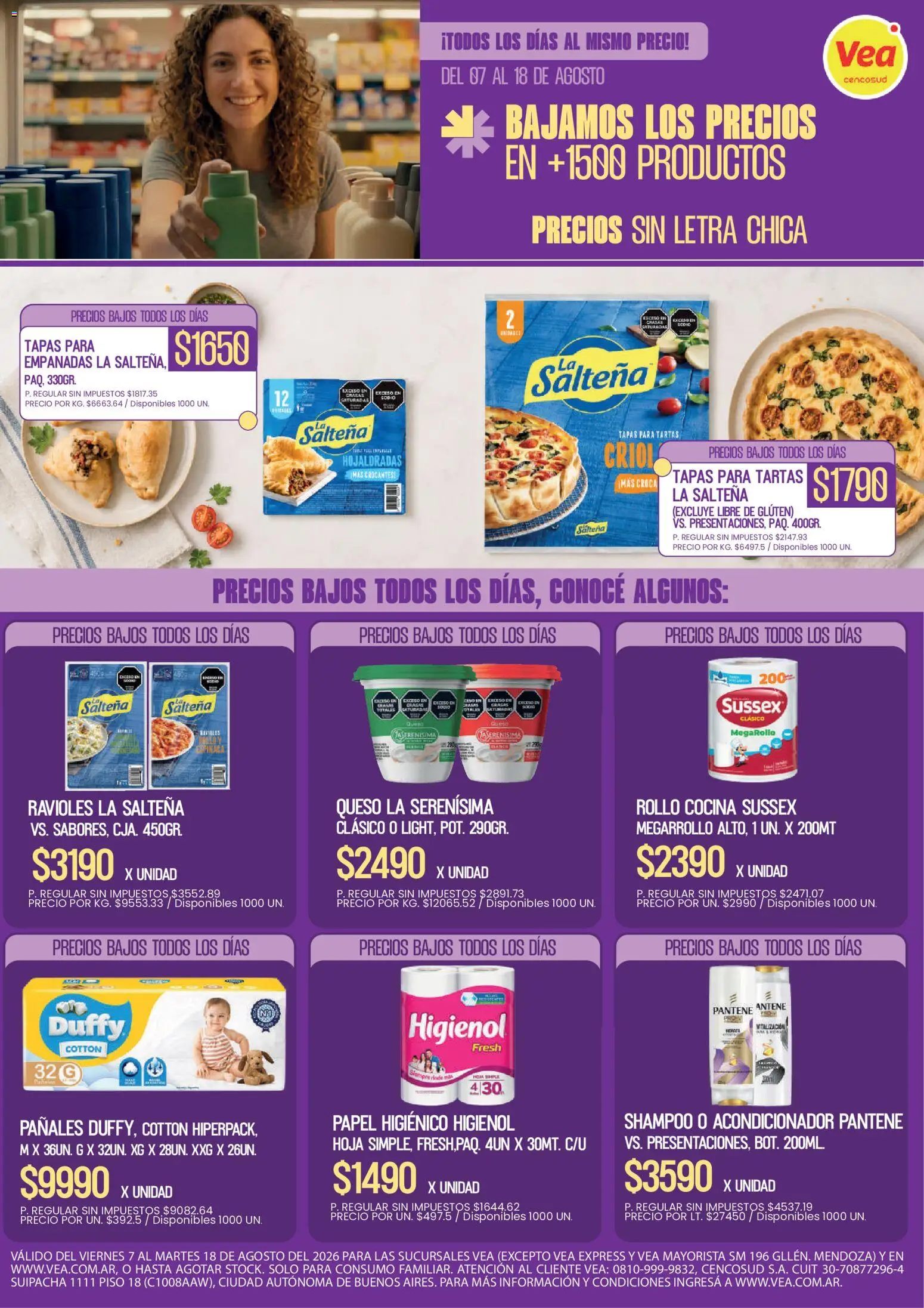 Vea - Folleto Vea precios bajos Todos los días │ válido desde el 07/08/2026 | Página: 2 | Productos: Papel higiénico, Shampoo, Acondicionador, Ravioles