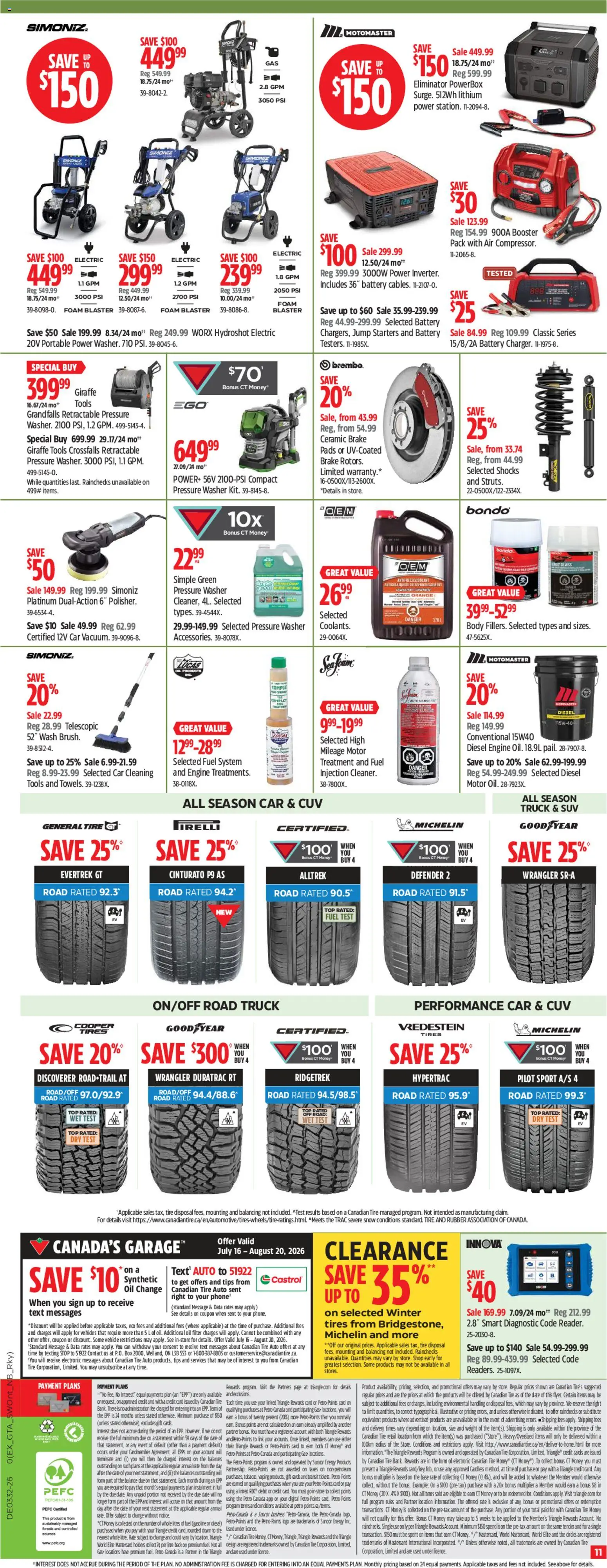 Canadian Tire flyer valid from Aug 6, 2026 | Page: 11 | Products: Box, Battery, Oil